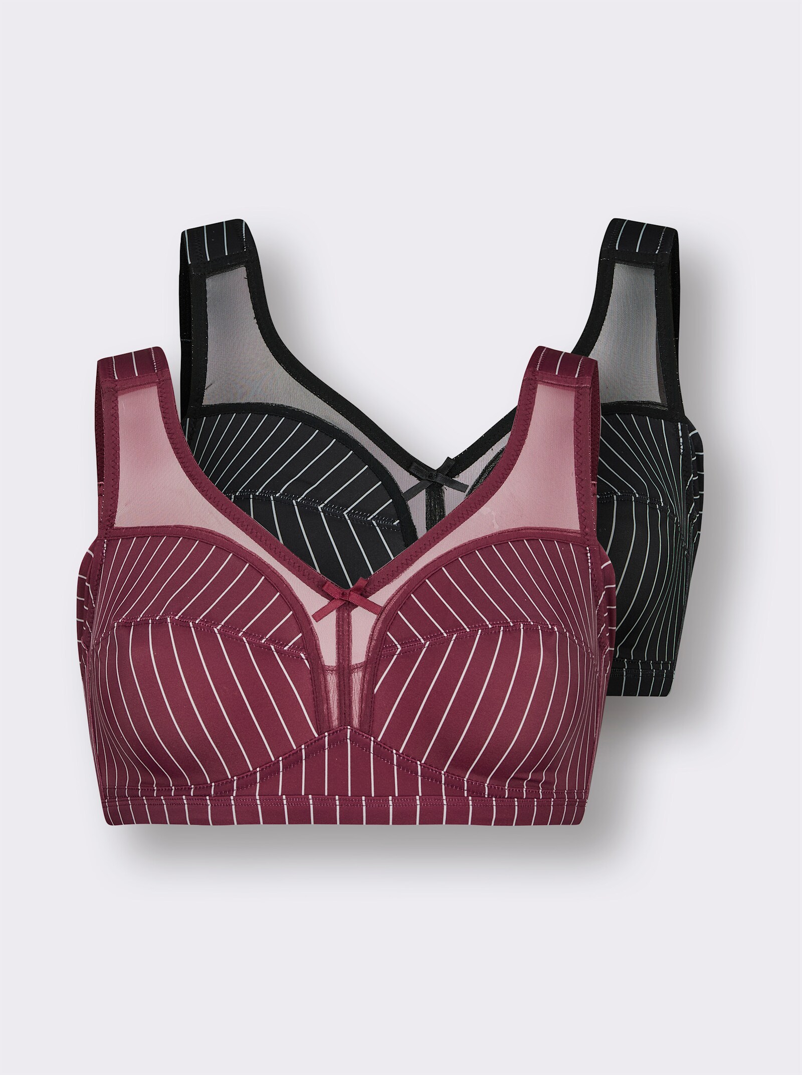 wäschepur Entlastungs-BH ohne Bügel mit Tüll-Einsatz - bordeaux + schwarz
