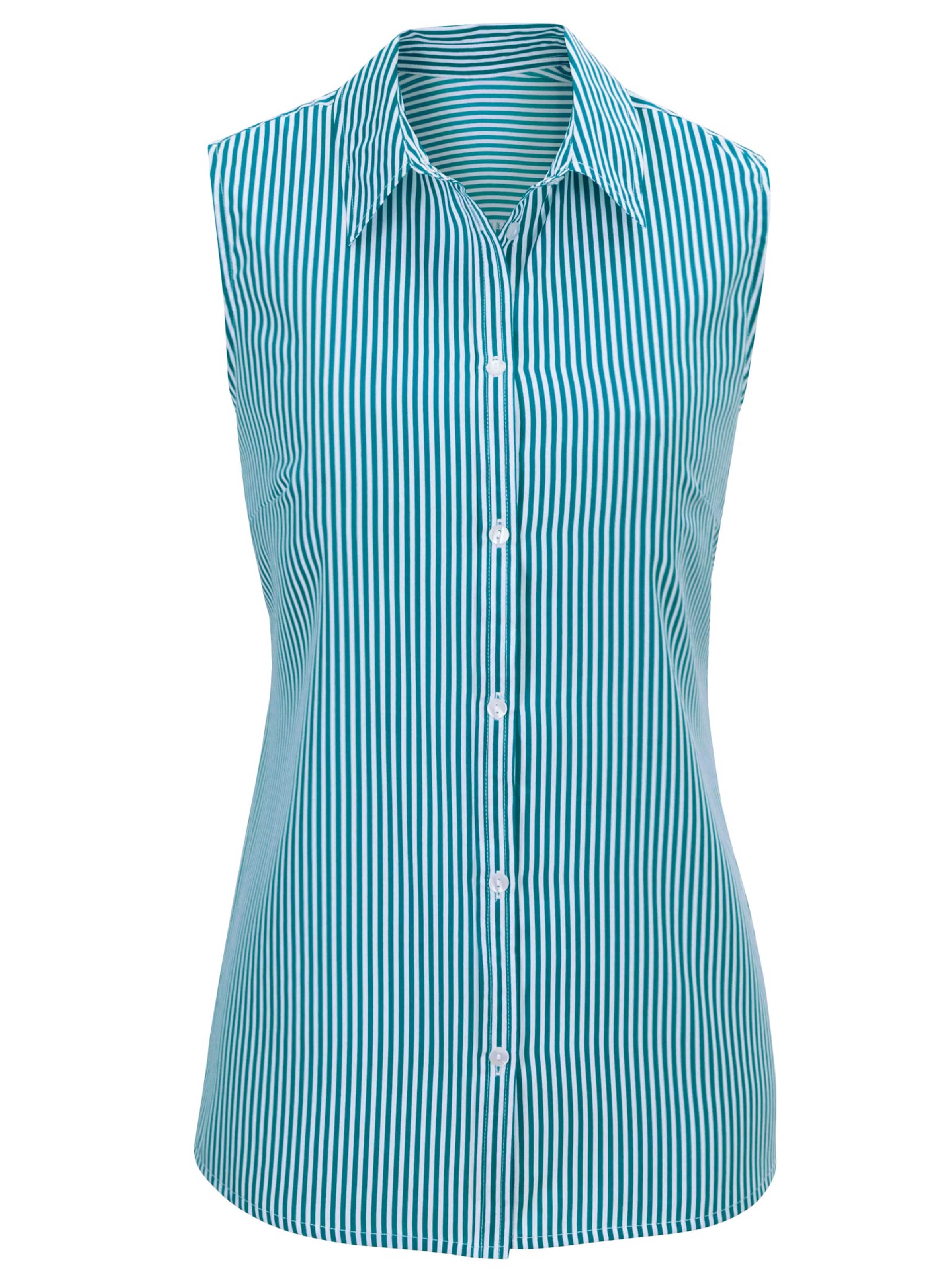 Bluse - petrol-gestreift