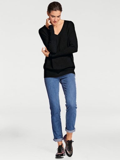 heine Pullover met V-hals - zwart