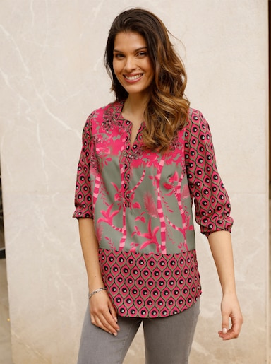 Tunika - pink-khaki-bedruckt