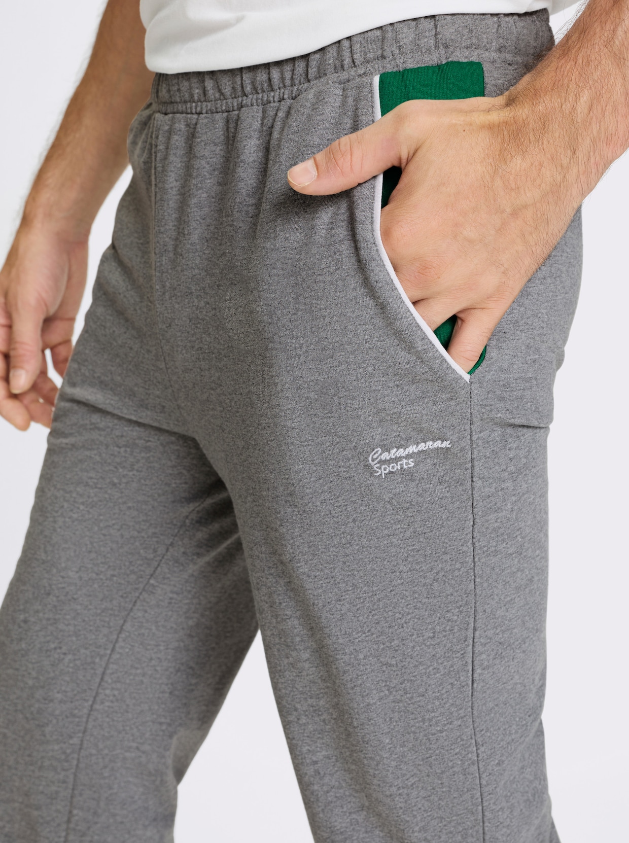 Catamaran Sports Freizeithose mit kontrastfarbigen Taschenbeuteln - grau-meliert