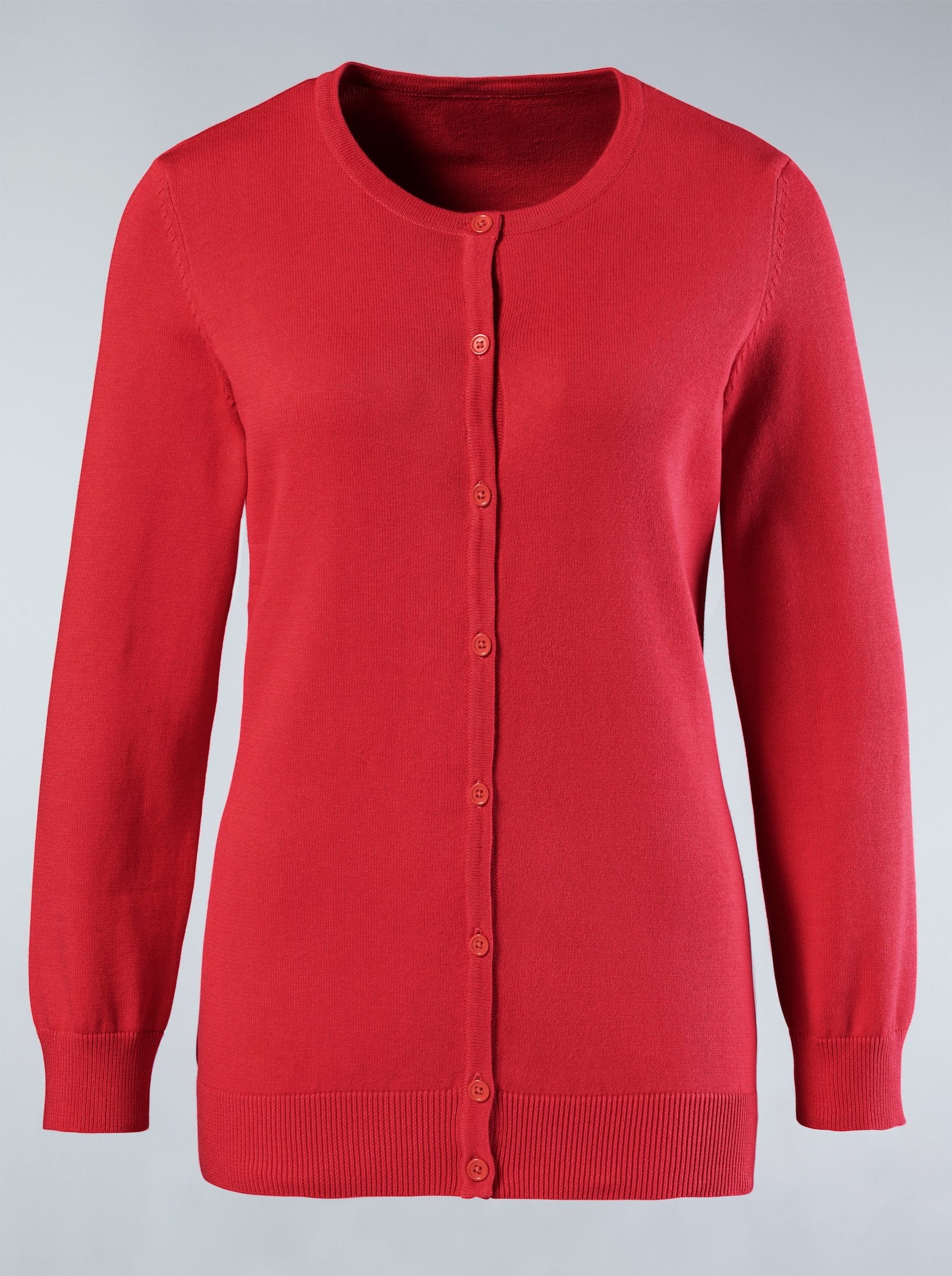 Strickjacke aus reiner Baumwolle - korallenrot