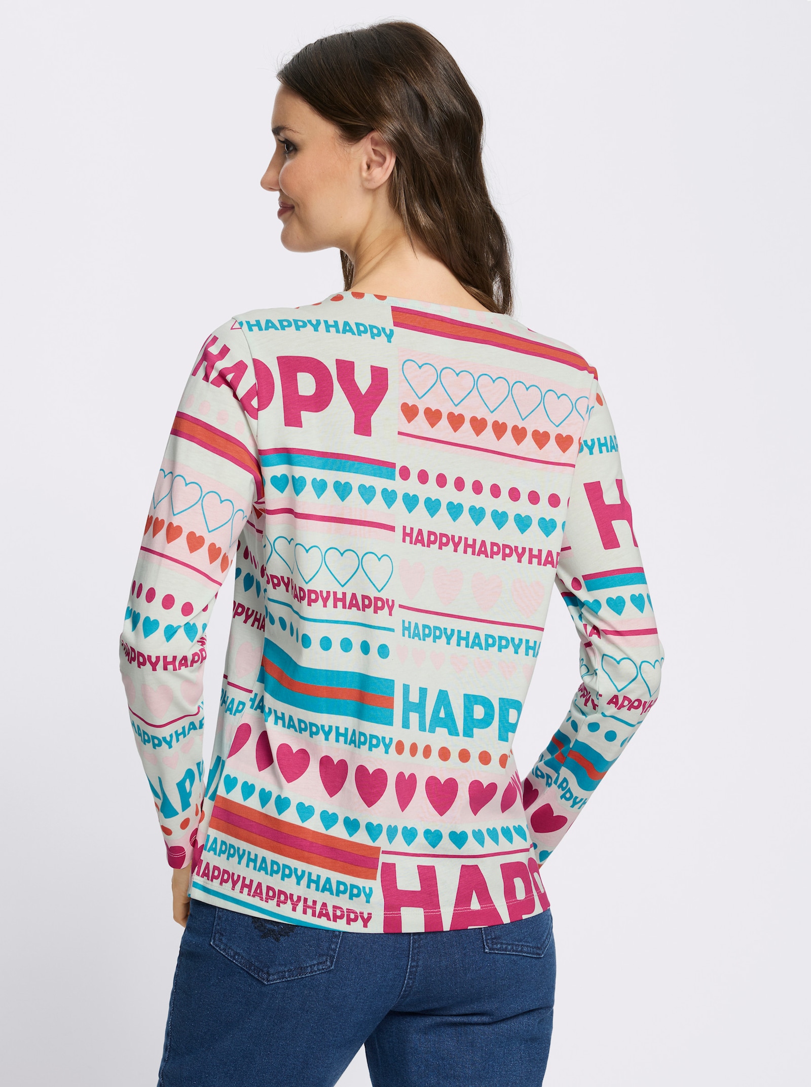 Langarmshirt mit Allover-Print - zartmint-pink-bedruckt