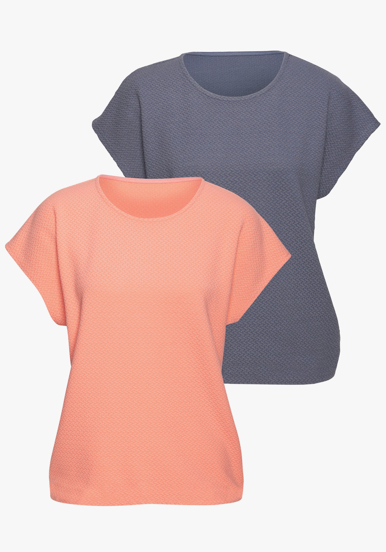Vivance Kurzarmshirt - peach, blau