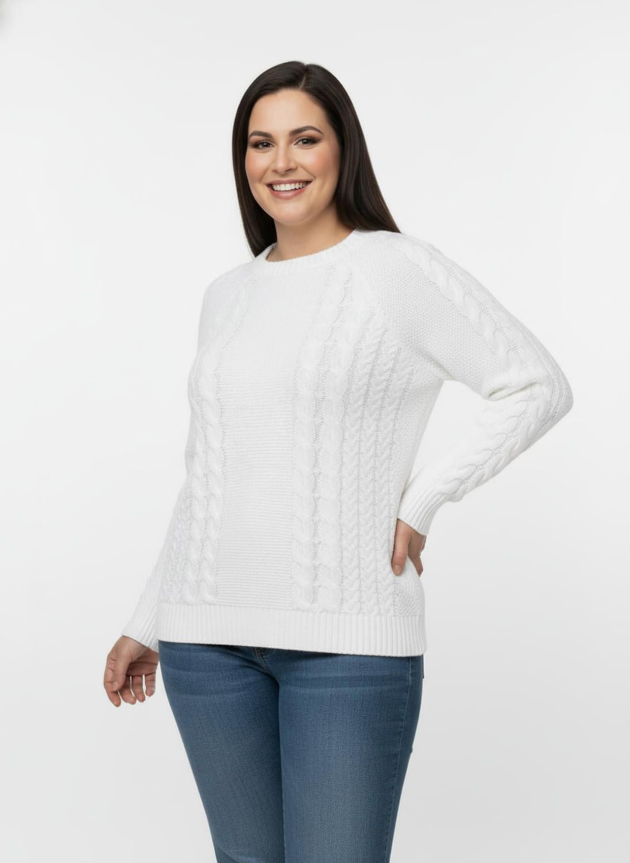 Strickpullover im Mustermix - ecru