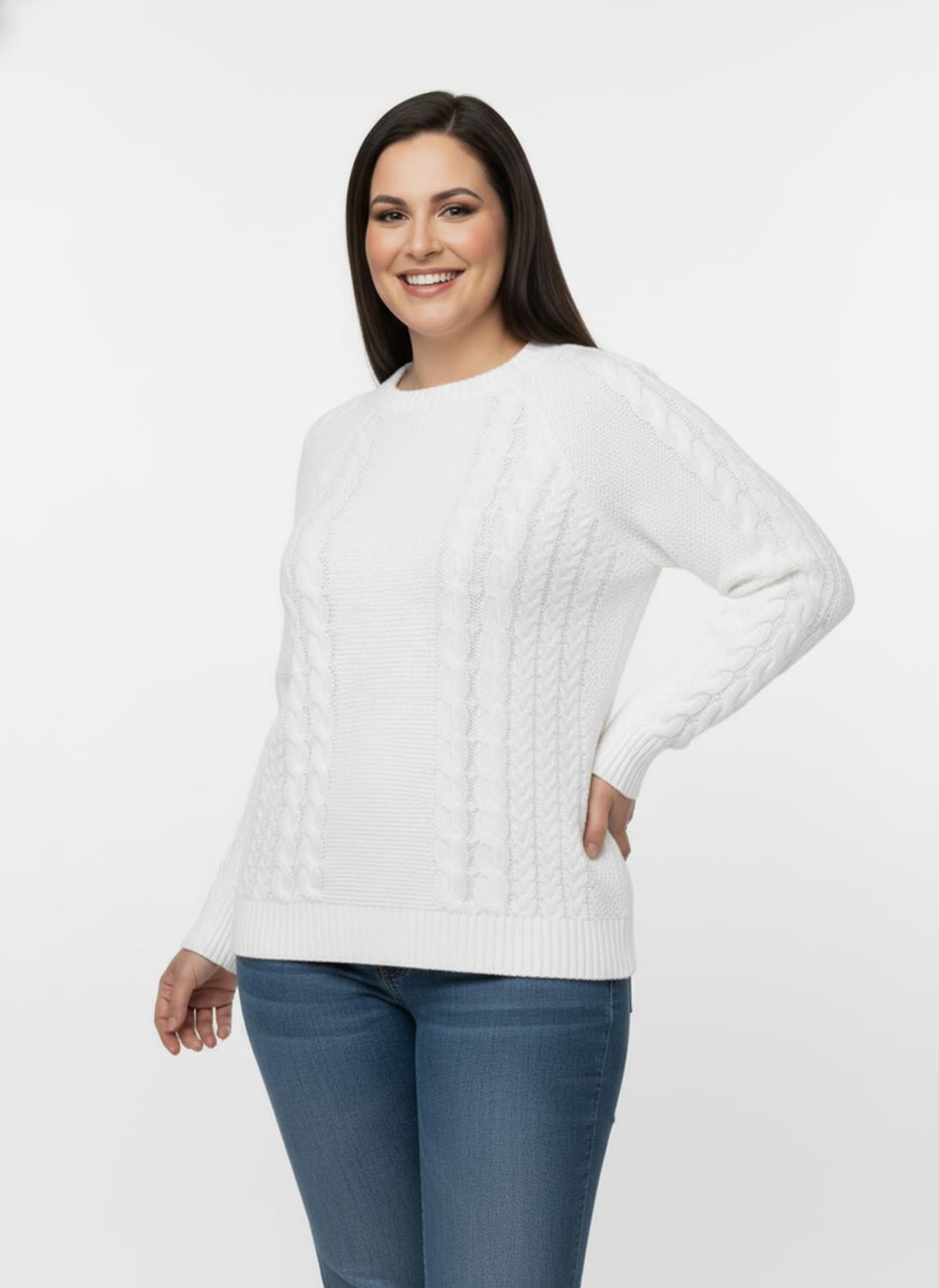 Strickpullover im Mustermix - ecru