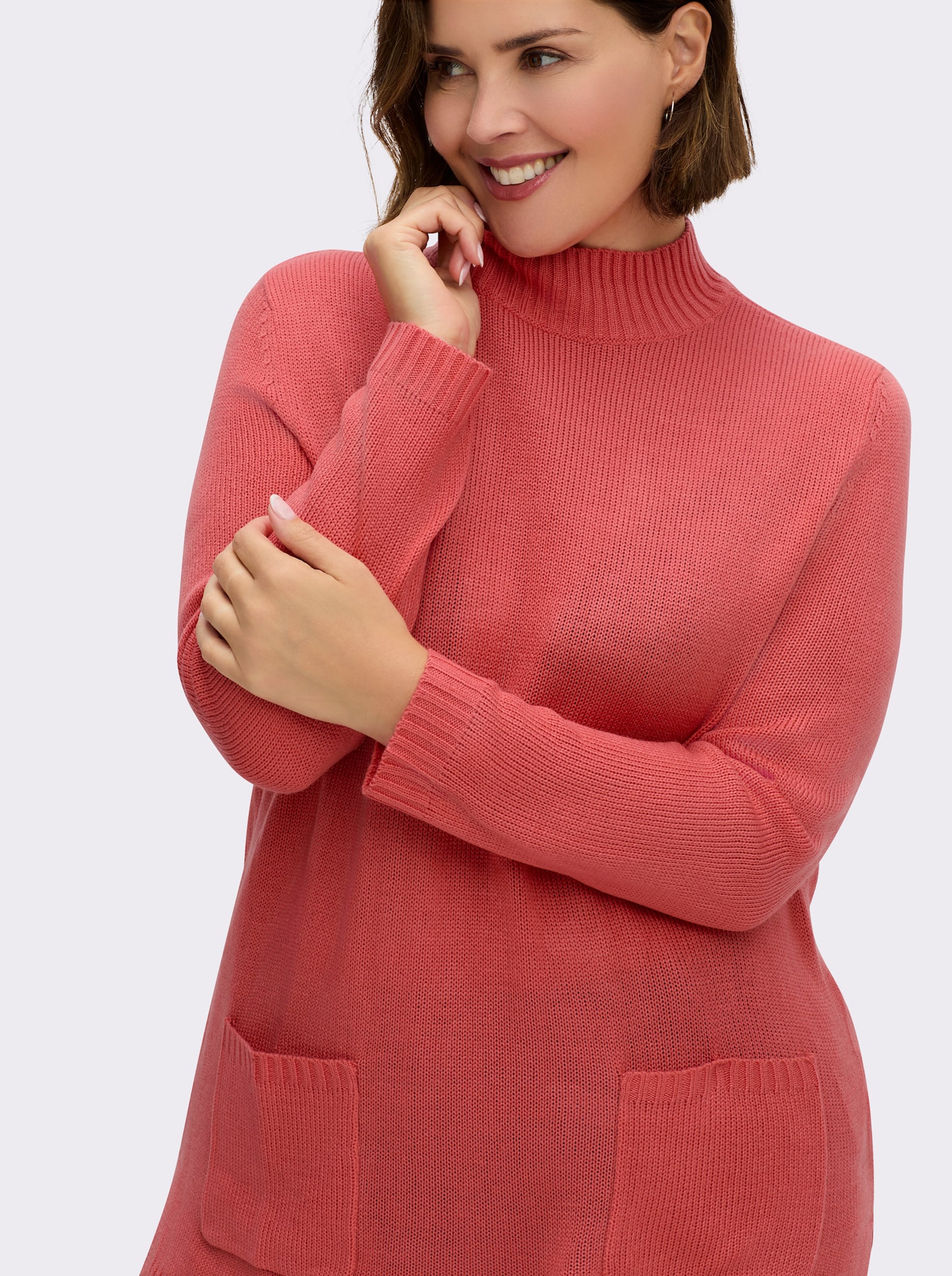 Longpullover mit Stehkragen - grapefruit