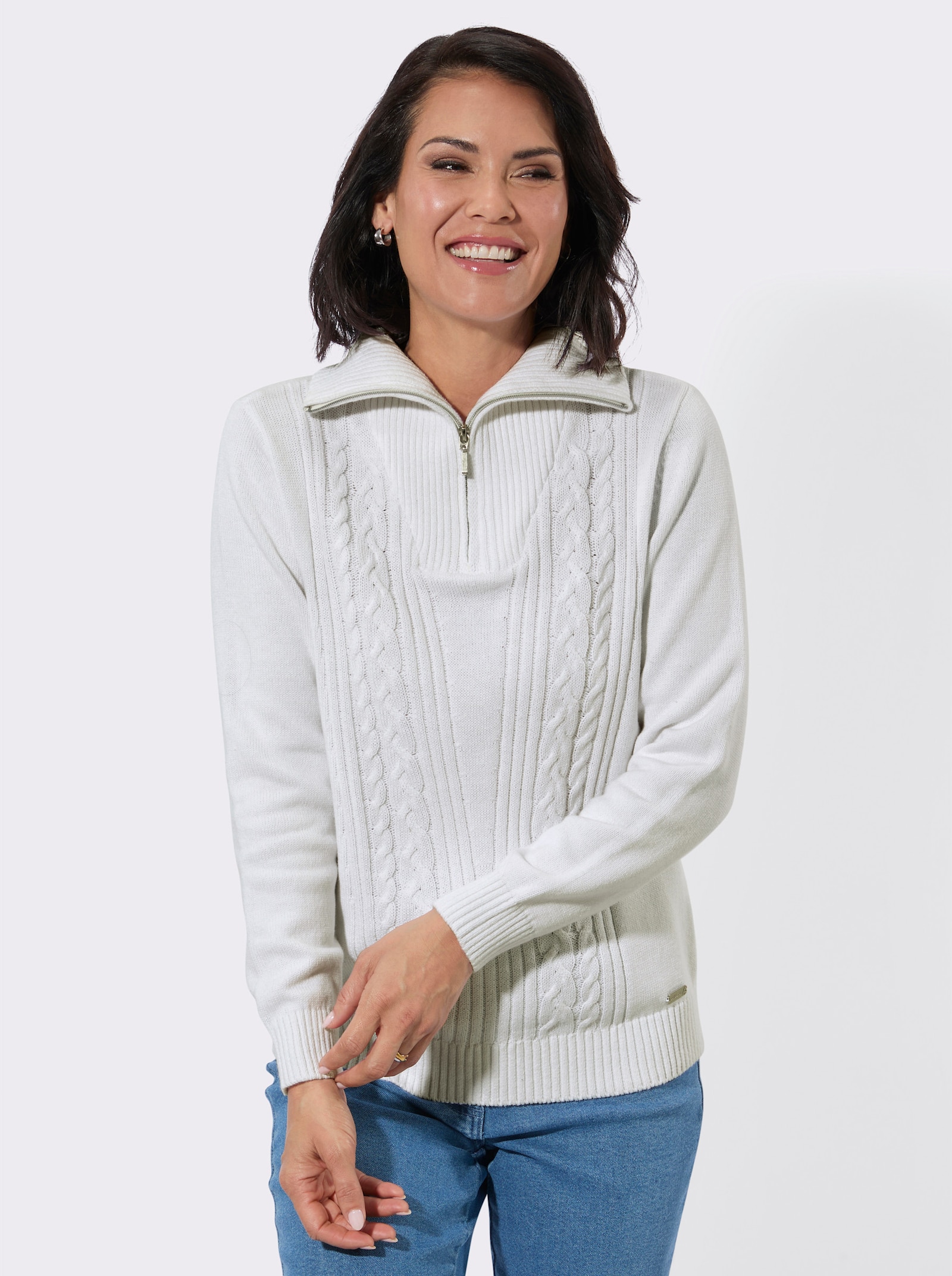 Pull camionneur au mélange de motifs - écru