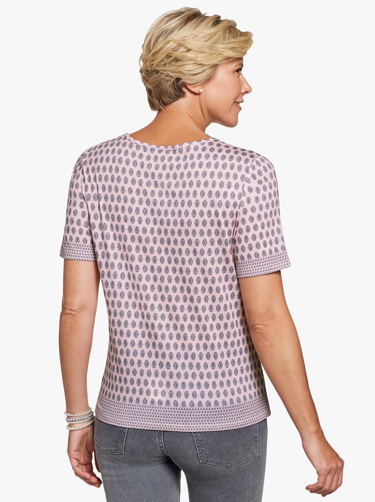 Shirt met ronde hals - grijs/roze