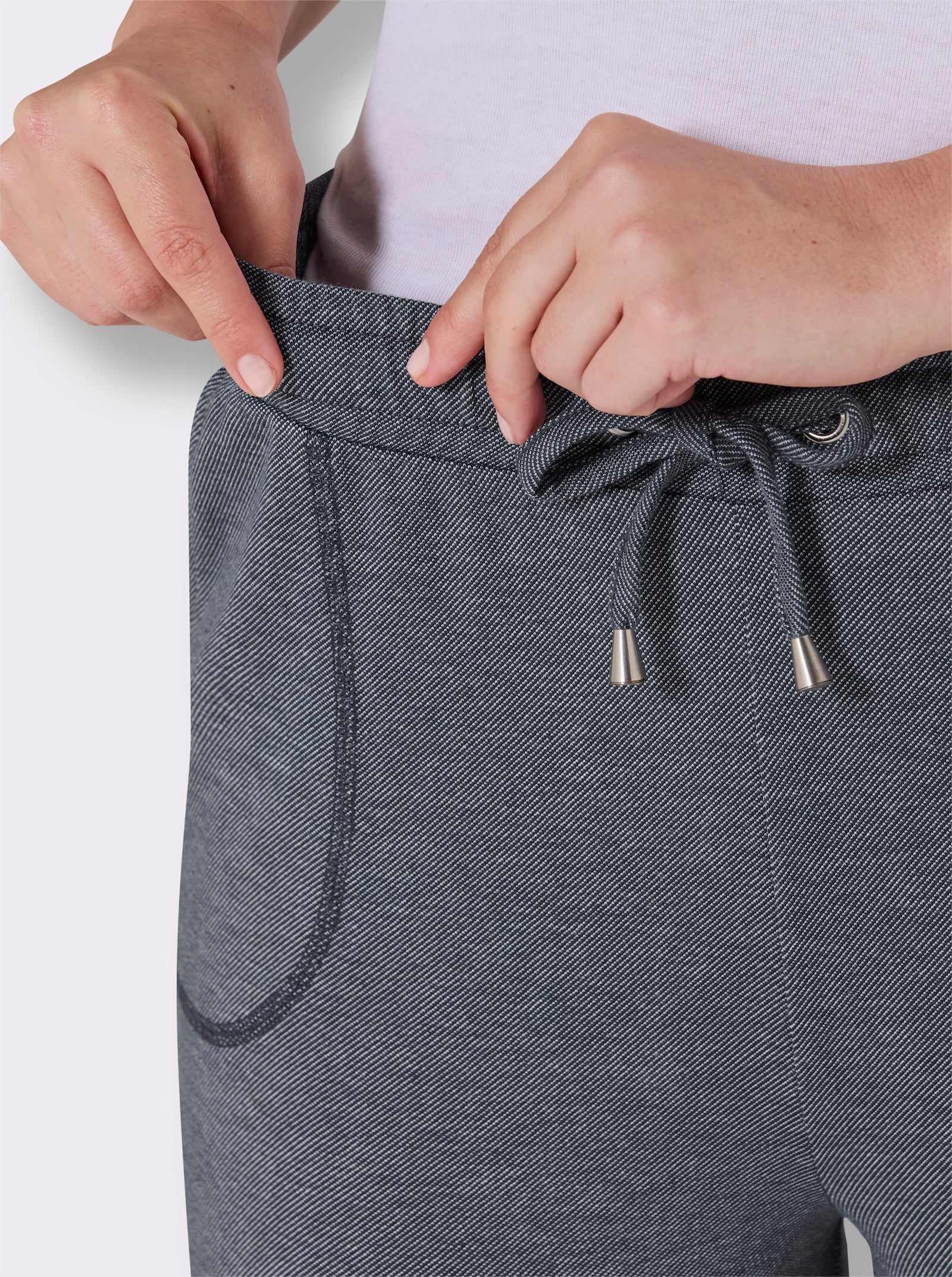feel good Dehnbund-Hose in Jeans-Optik - dunkelblau-meliert