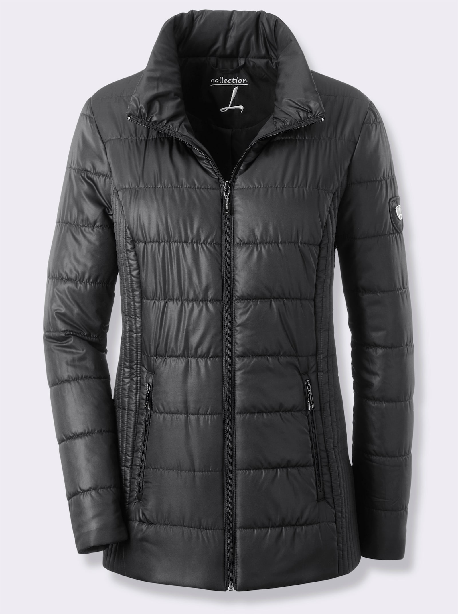 Steppjacke mit seitlicher Längs-Steppung - schwarz