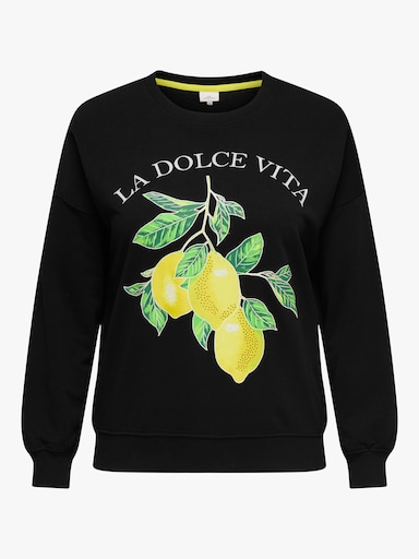 ONLY CARMAKOMA Sweatshirt - black print:la dolce vita