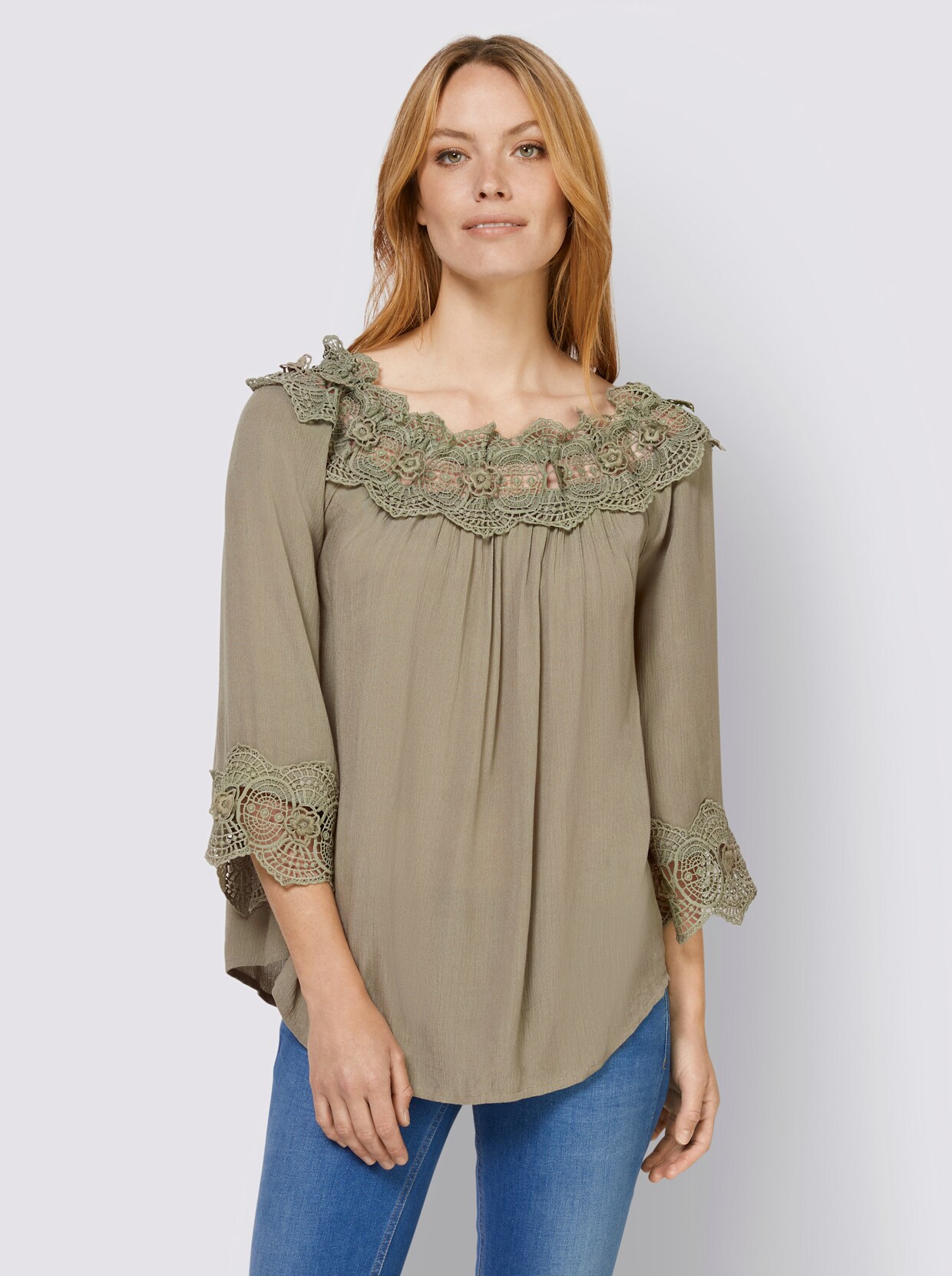 heine Spitzen-Bluse - khaki