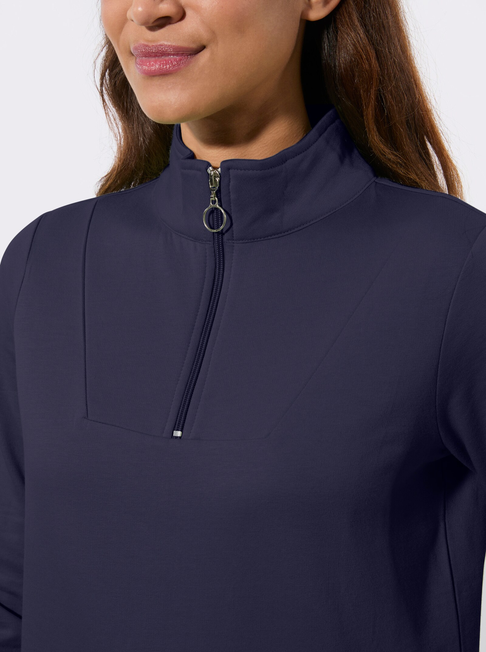 Sweatshirt mit Troyerkragen - marine