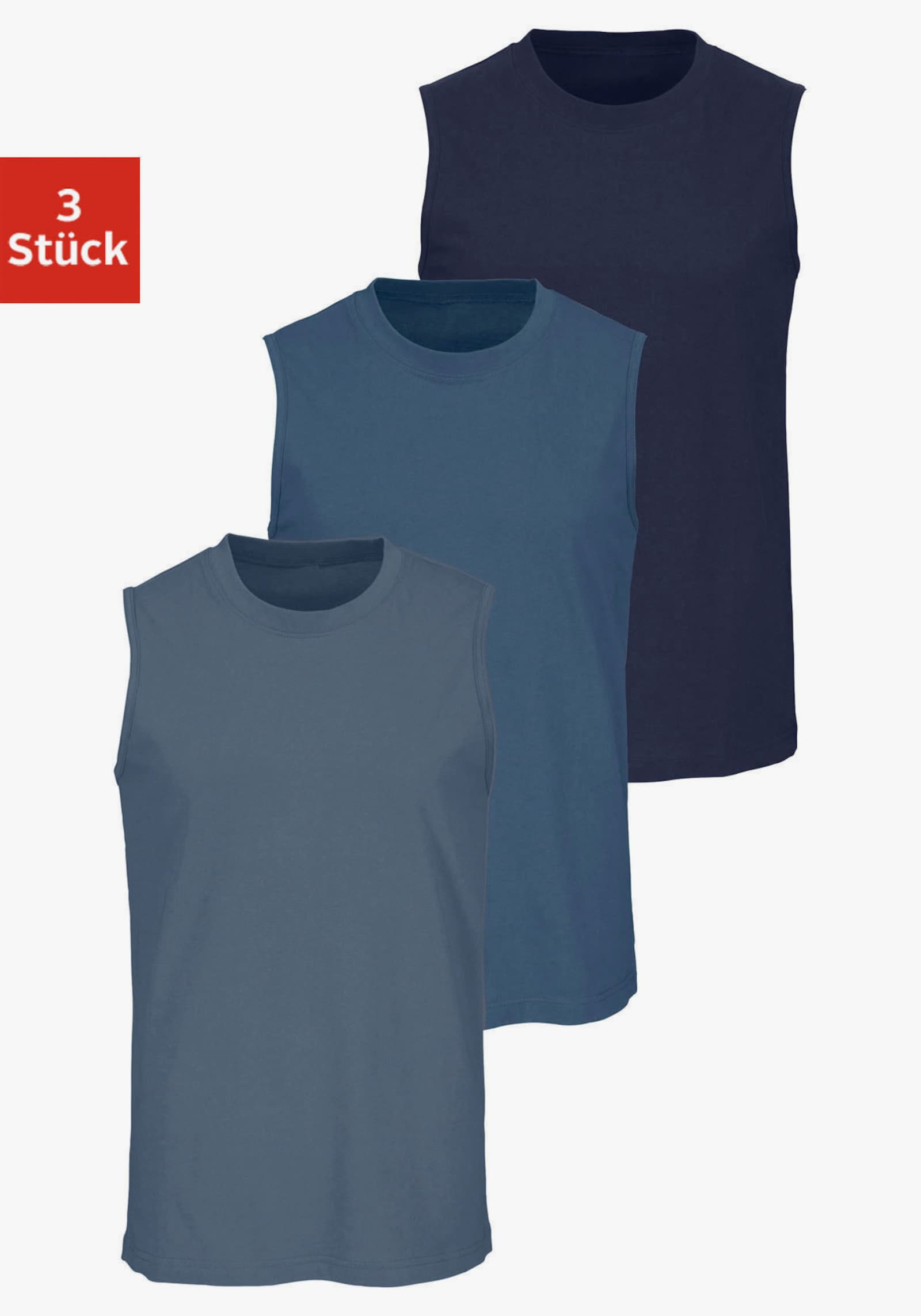 H.I.S Muscleshirt - dunkelblau, mittelblau, blau
