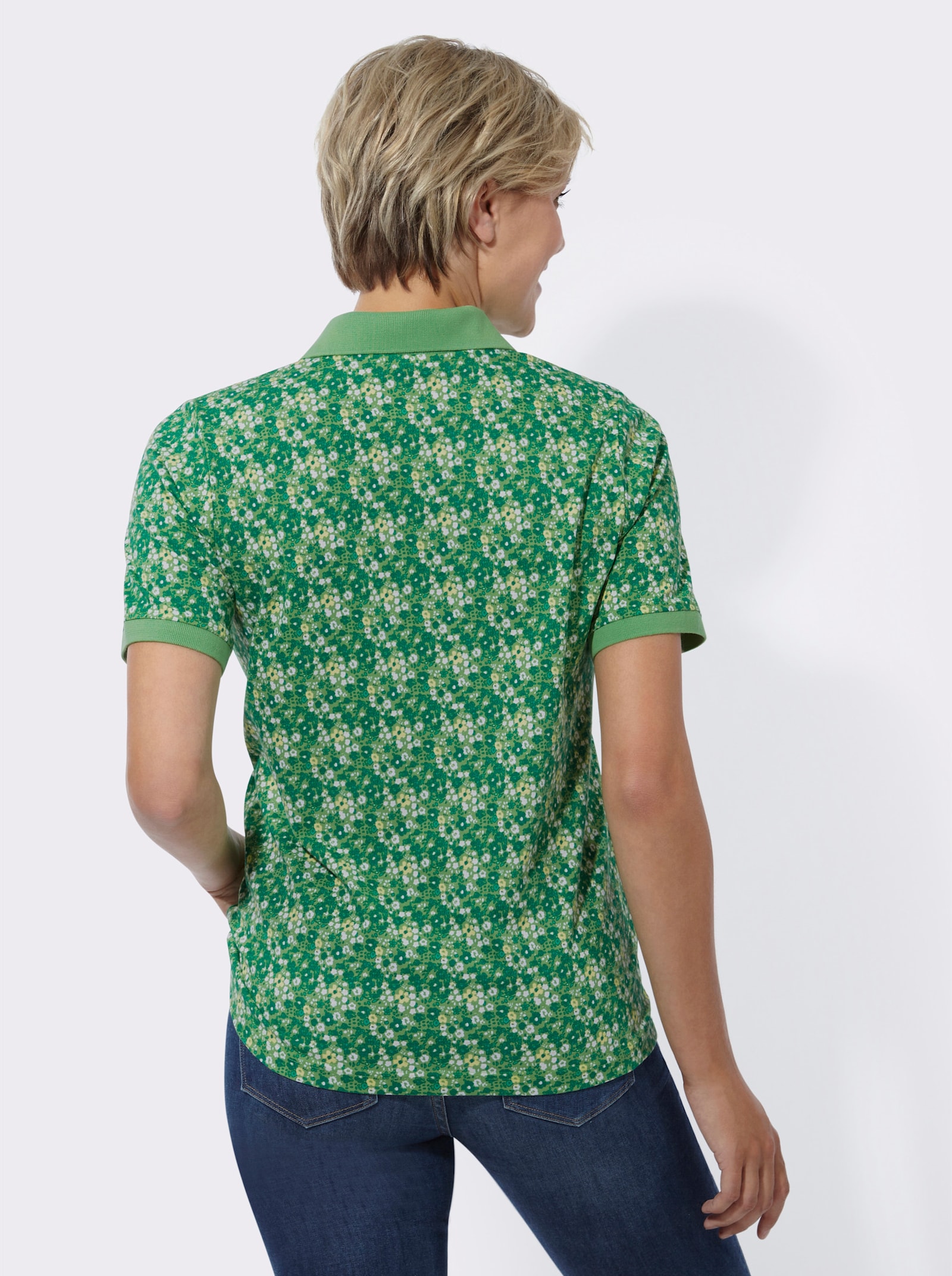 Poloshirt mit Knopfleiste - apfel-zitrone-bedruckt