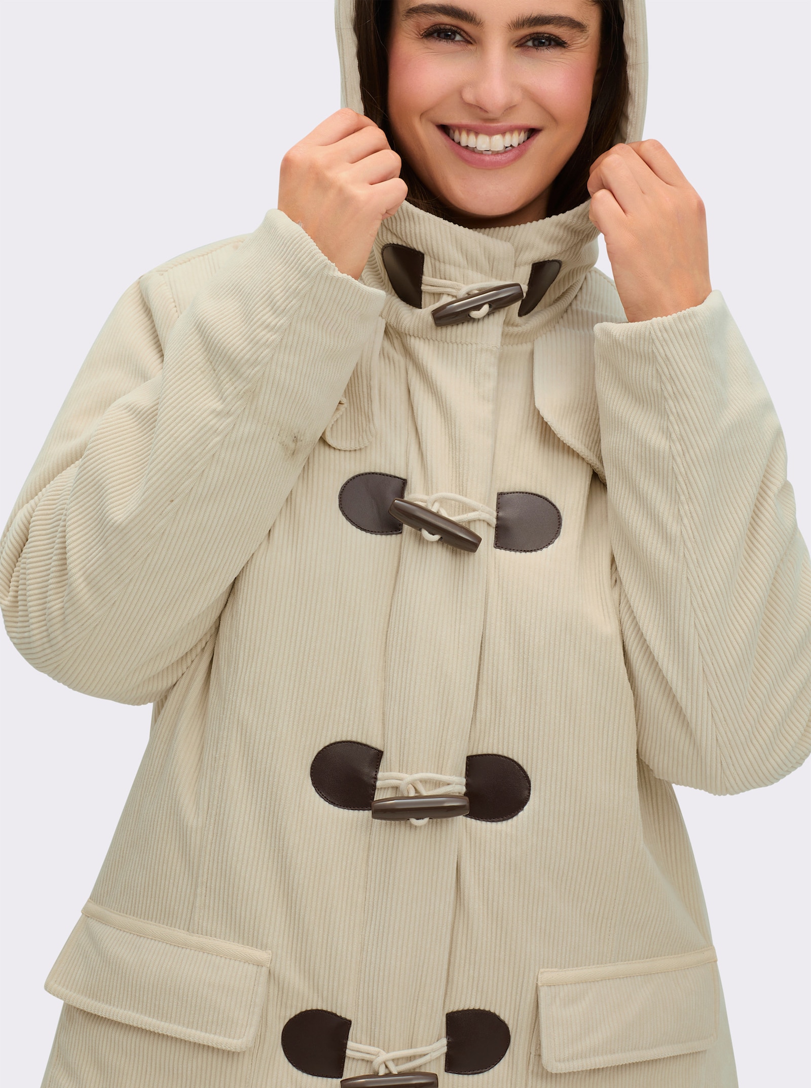 sheego Dufflecoat aus weichem Cord - sand