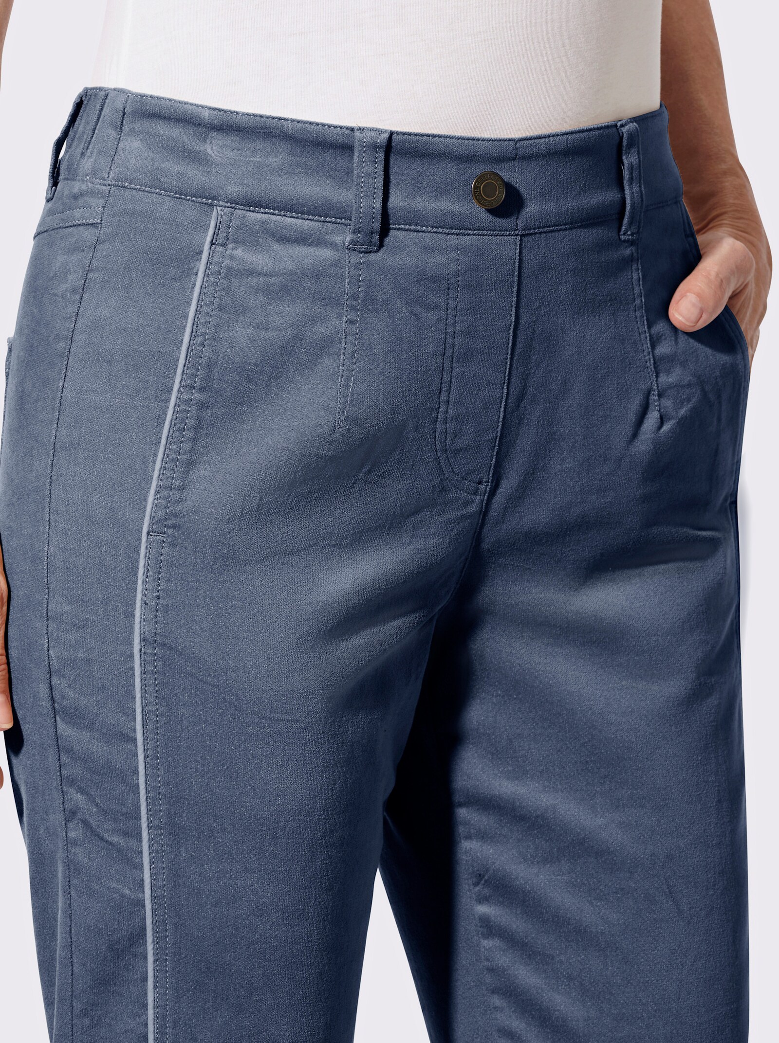 Hose in Samt-Optik - rauchblau