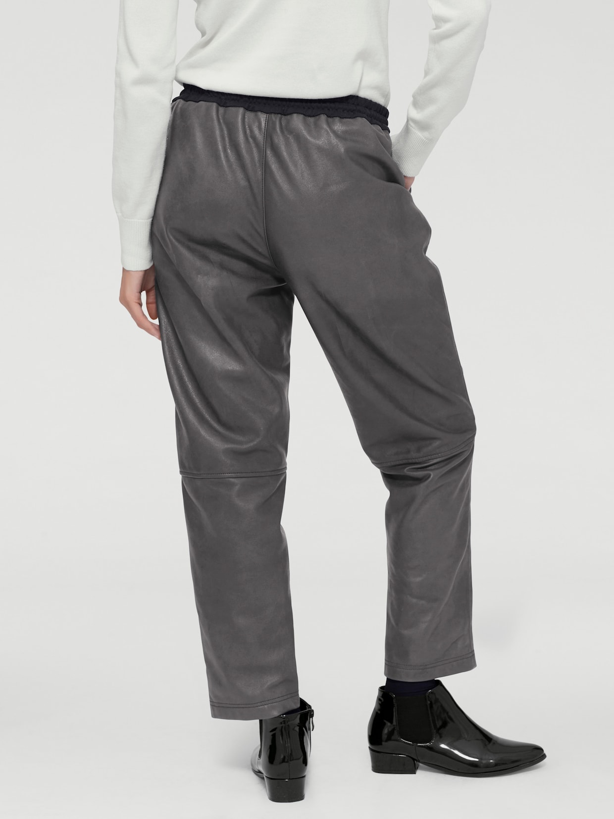 heine Leder-Jogginghose - grau