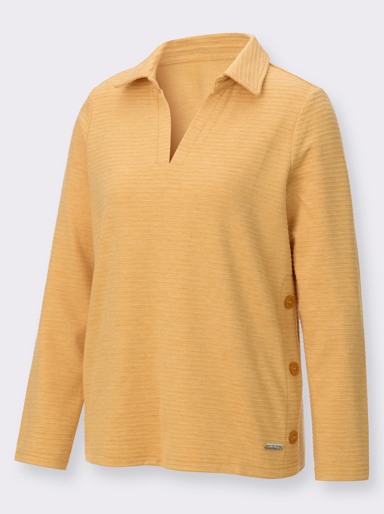 Poloshirt mit seitlicher Knopfleiste - ocker-meliert