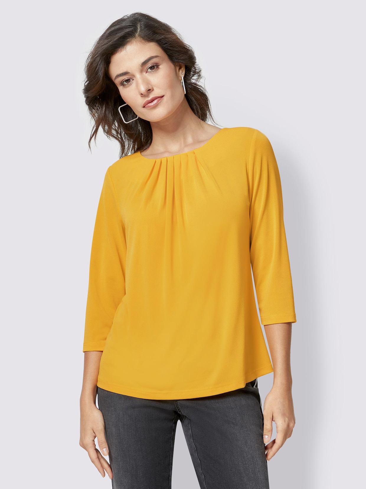 Shirt met 3/4-mouw - maïsgeel