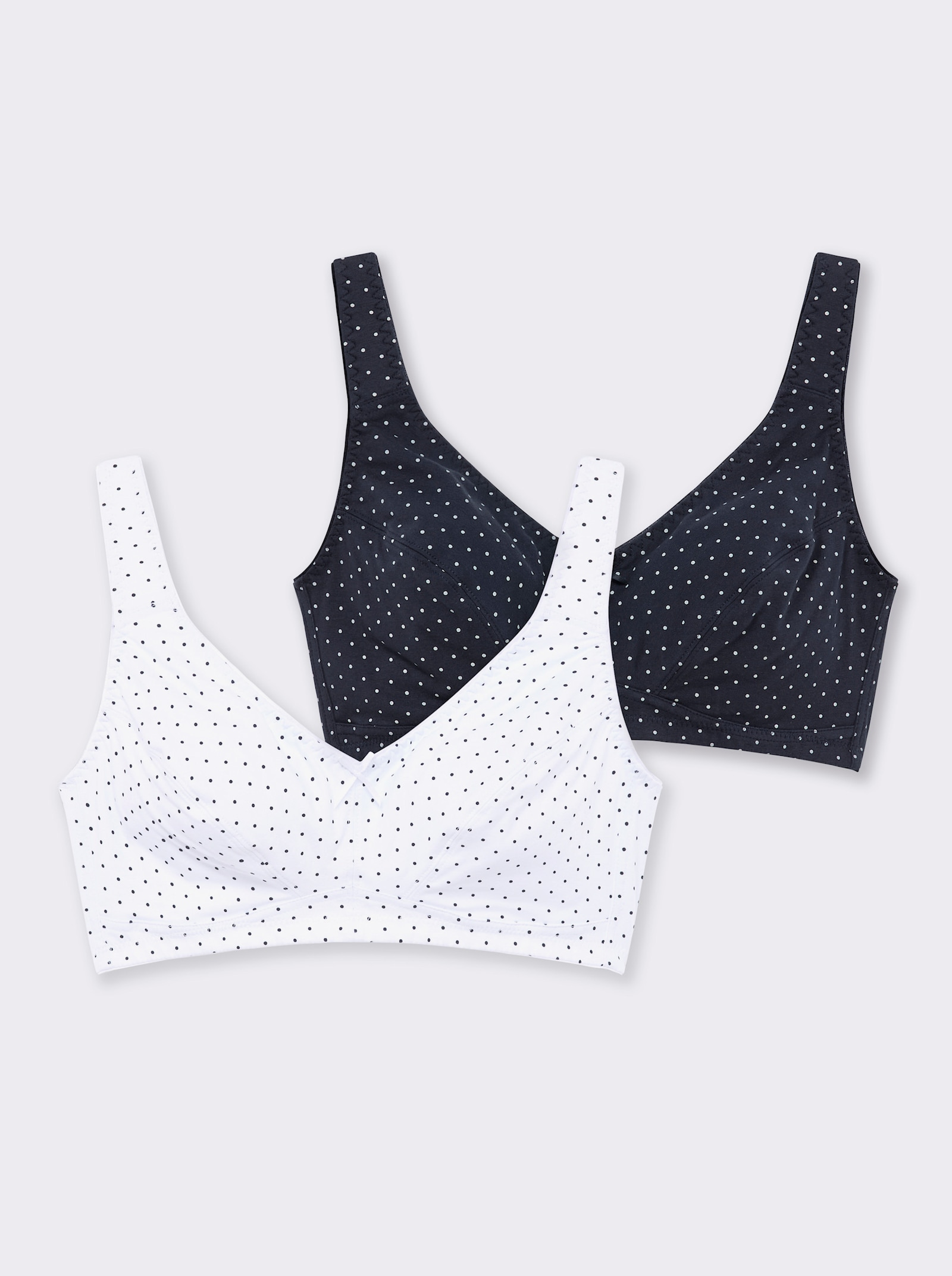 wäschepur BH ohne Bügel im Tupfen-Dessin - weiß + marine