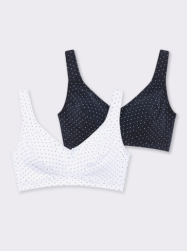 wäschepur BH ohne Bügel im Tupfen-Dessin - weiß + marine