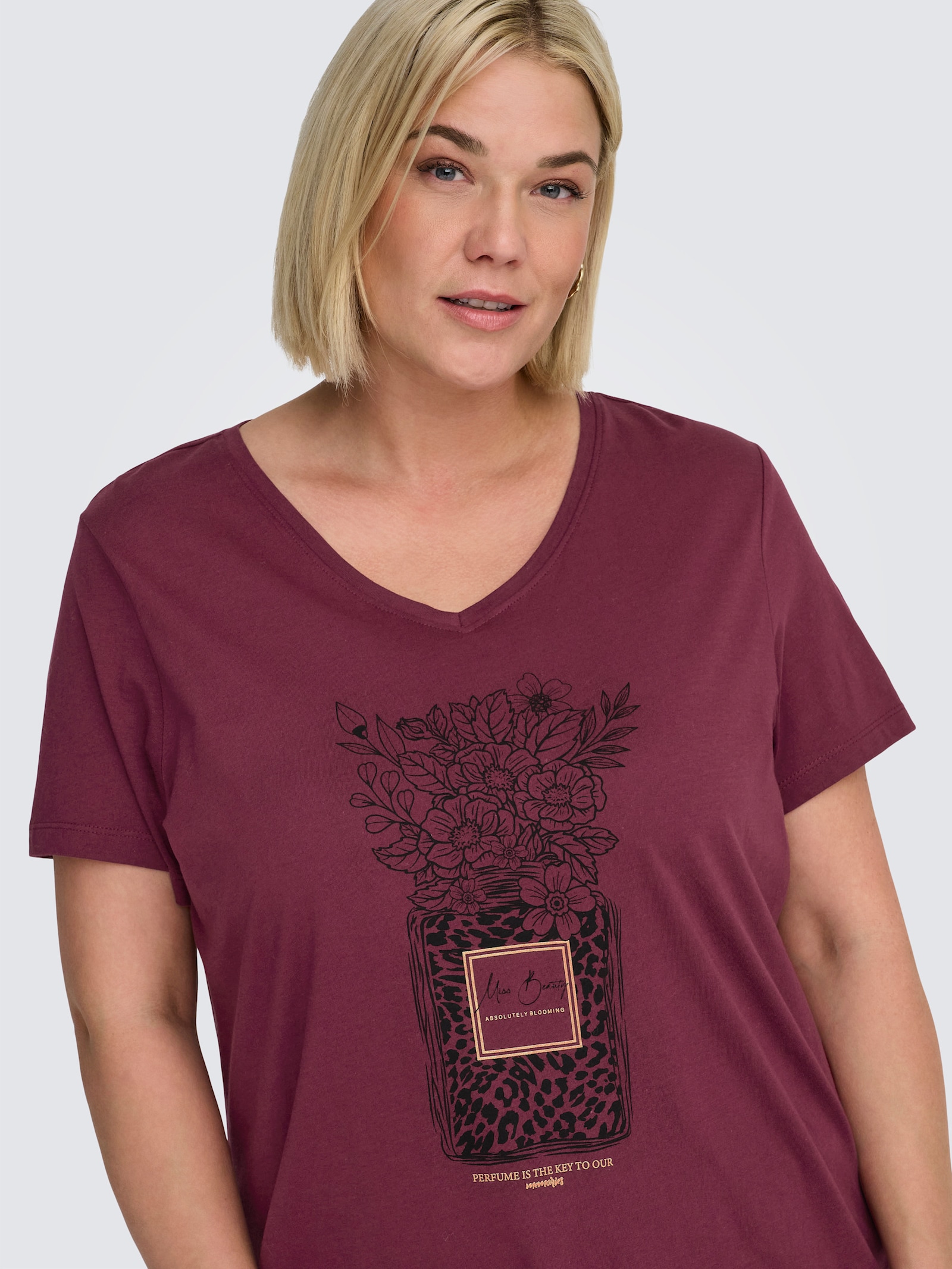 ONLY CARMAKOMA Kurzarmshirt - zinfandel print:perffume