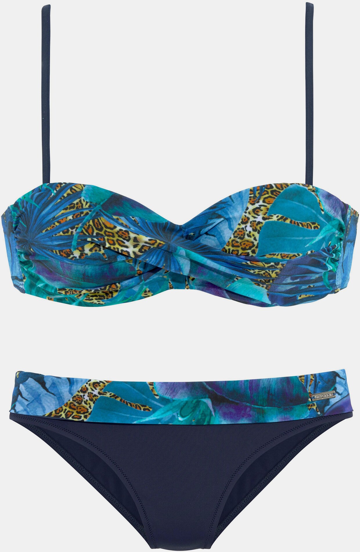 LASCANA Bandeaubikini met beugel - blauw geprint