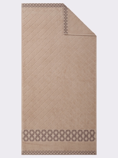 wäschepur Handtuch mit 2-farbiger Bordüre - beige