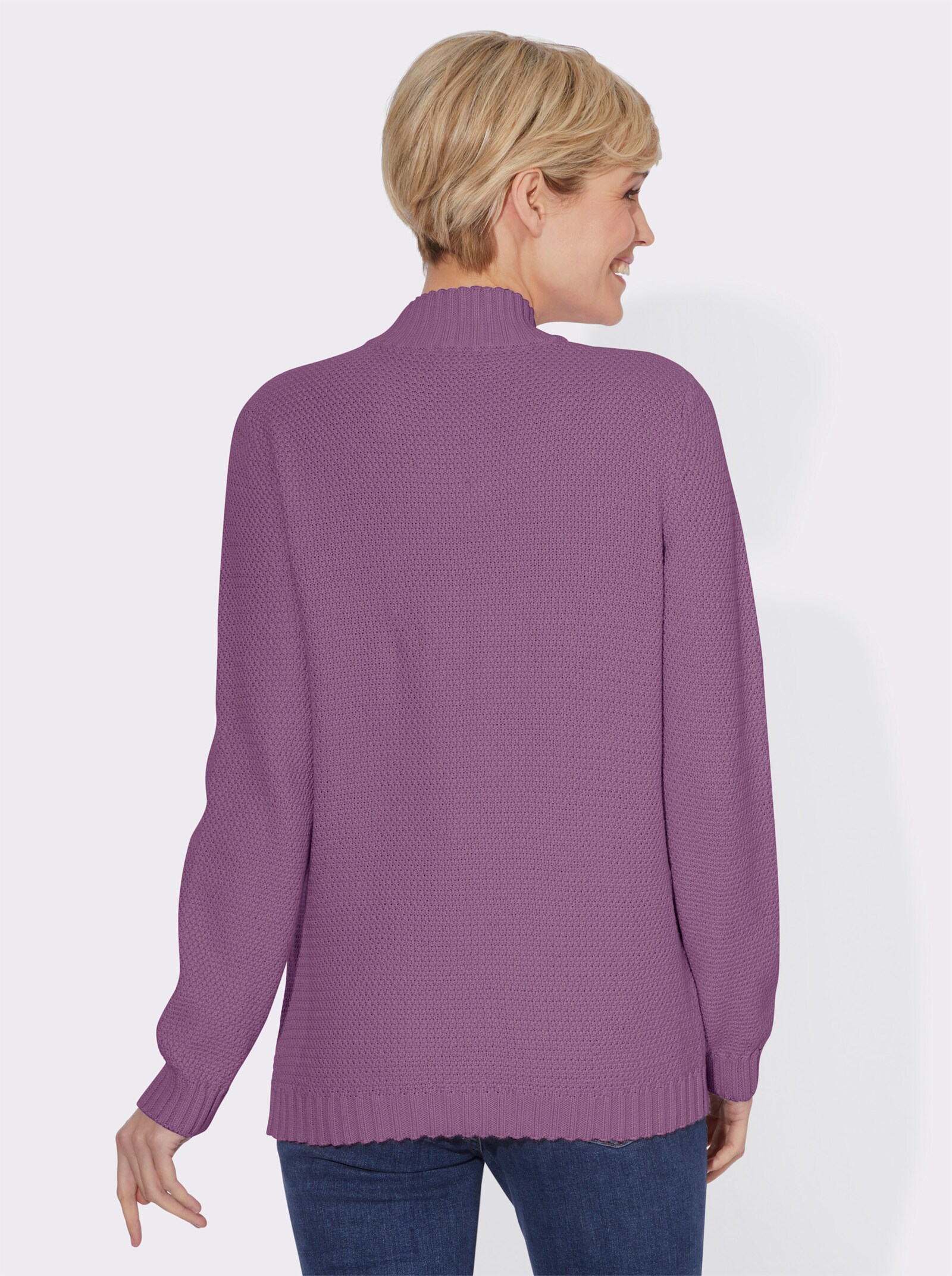 Pullover met lange mouwen en parelvangpatroon - violet