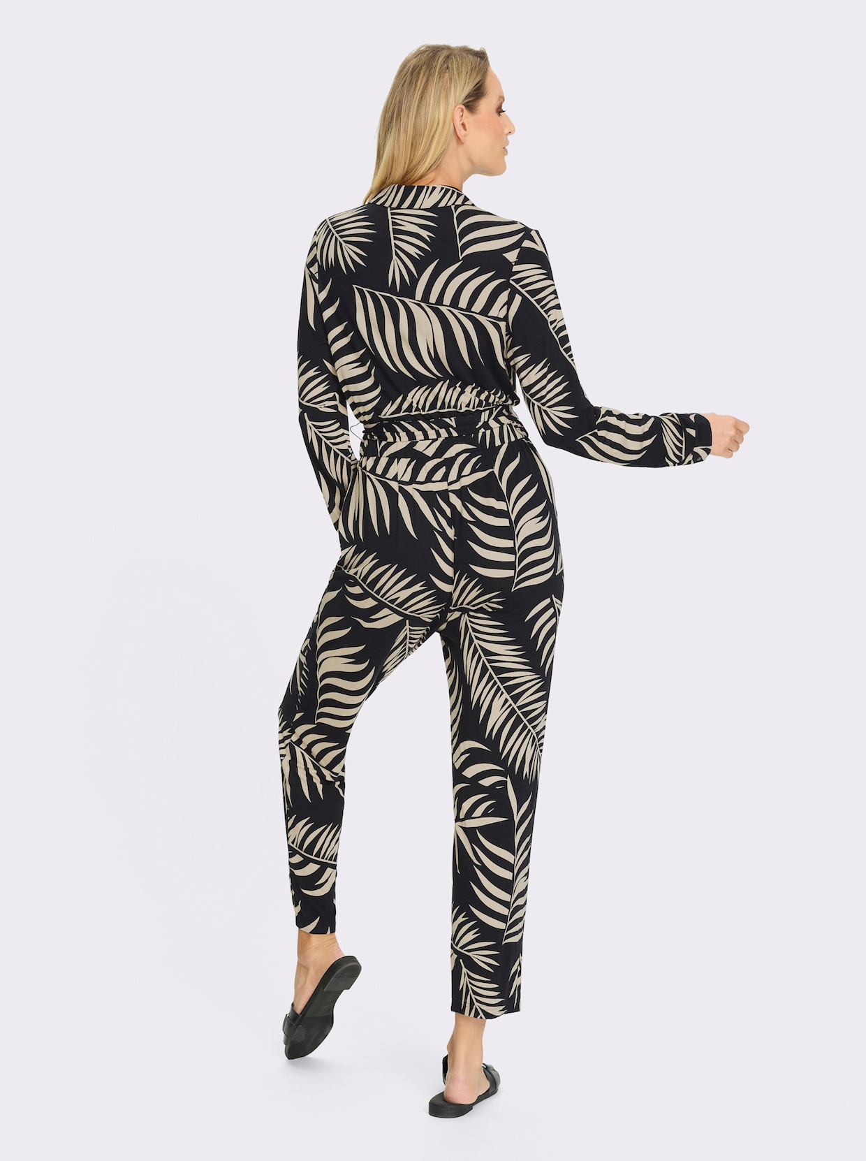 heine Jumpsuit - schwarz-sand-bedruckt