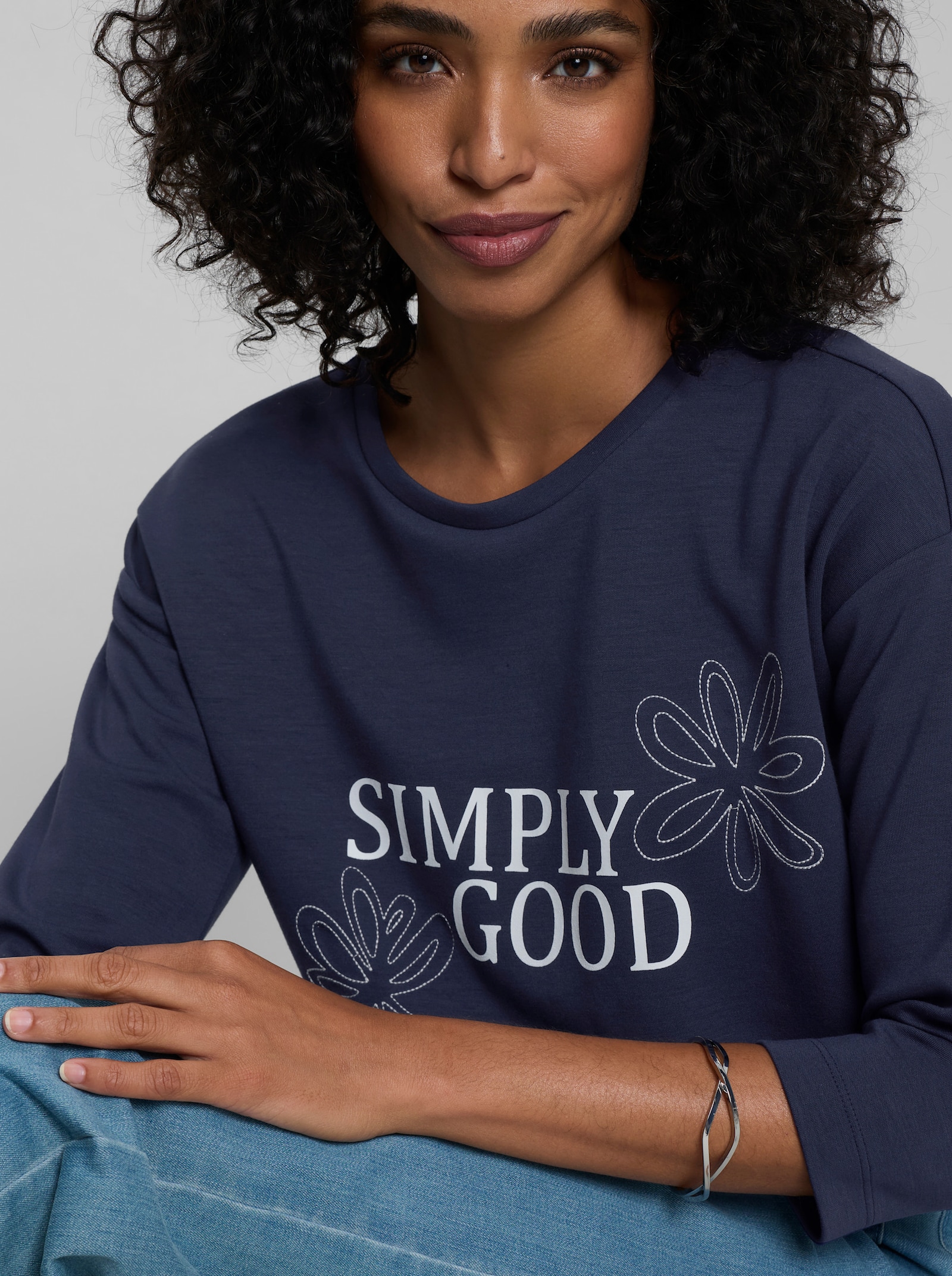 heine Sweatshirt mit Stickerei - marine