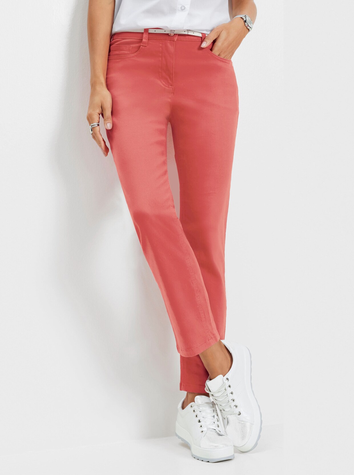 7/8-Jeans in Twill-Qualität - koralle