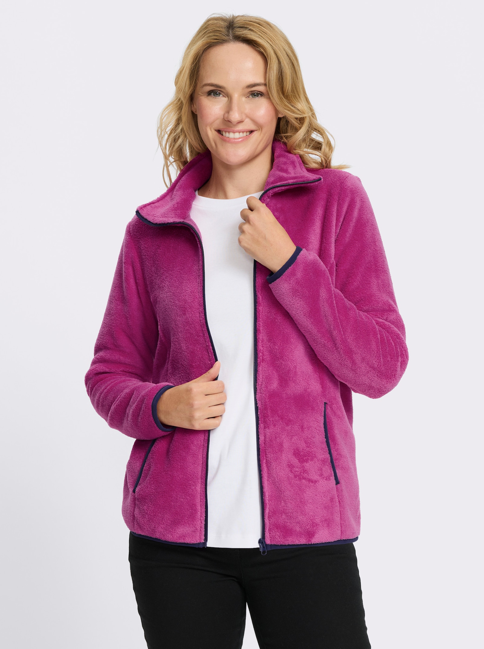 Fleecejacke mit elastischen Abschlüssen - magenta