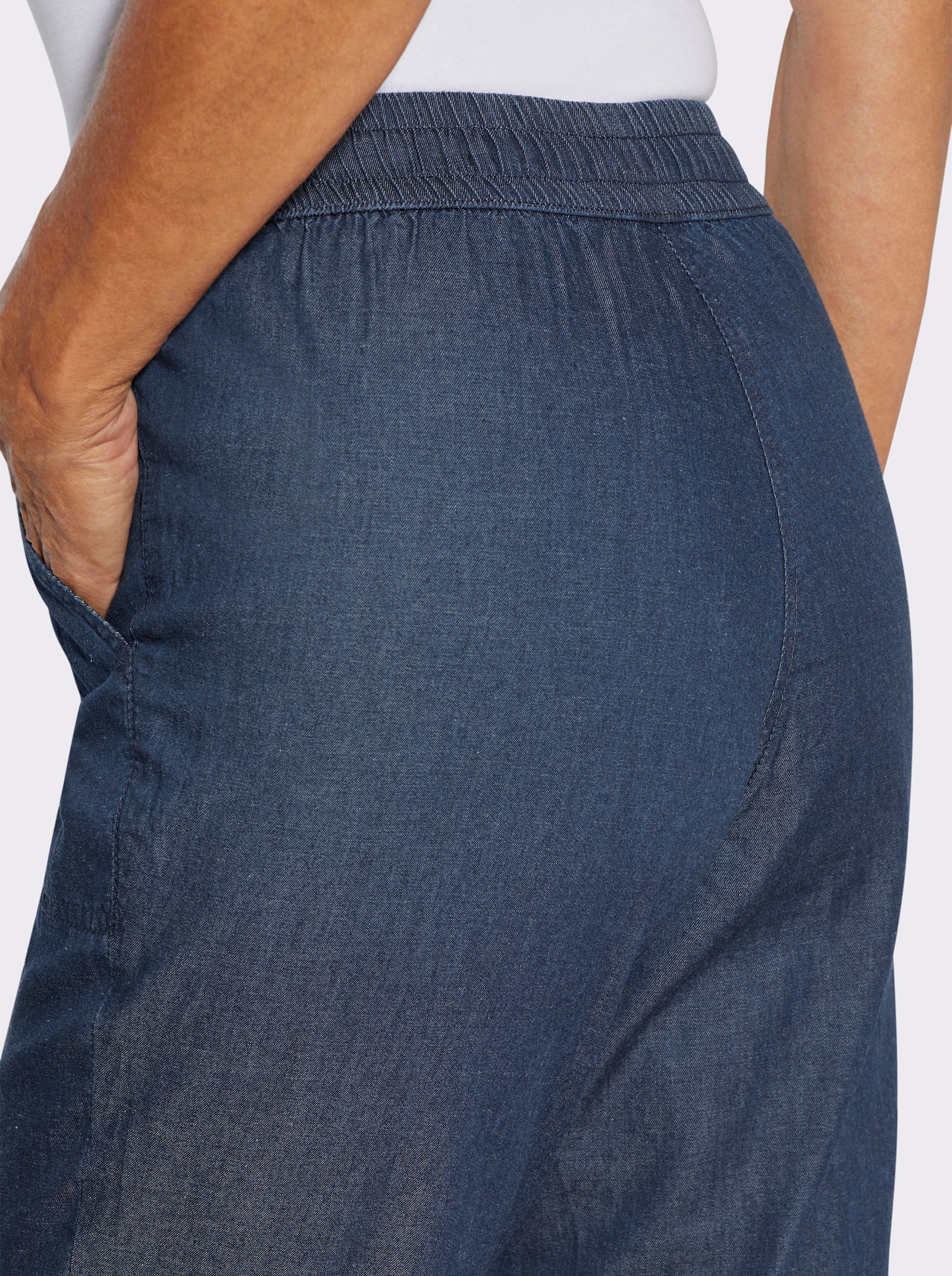 Caprijeans mit Rundum-Dehnbund - blue-stone-washed