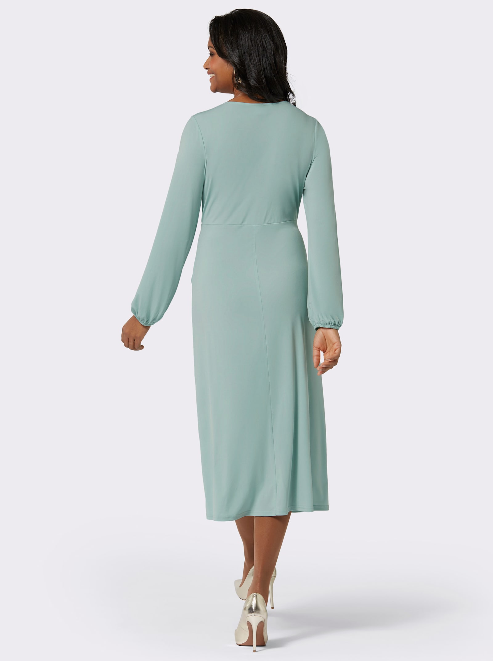 Jerseykleid in Schmetterlings-Dessin - kalkmint