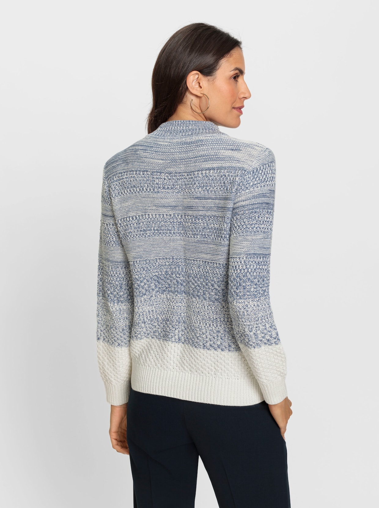 Pullover - taubenblau-ecru-meliert