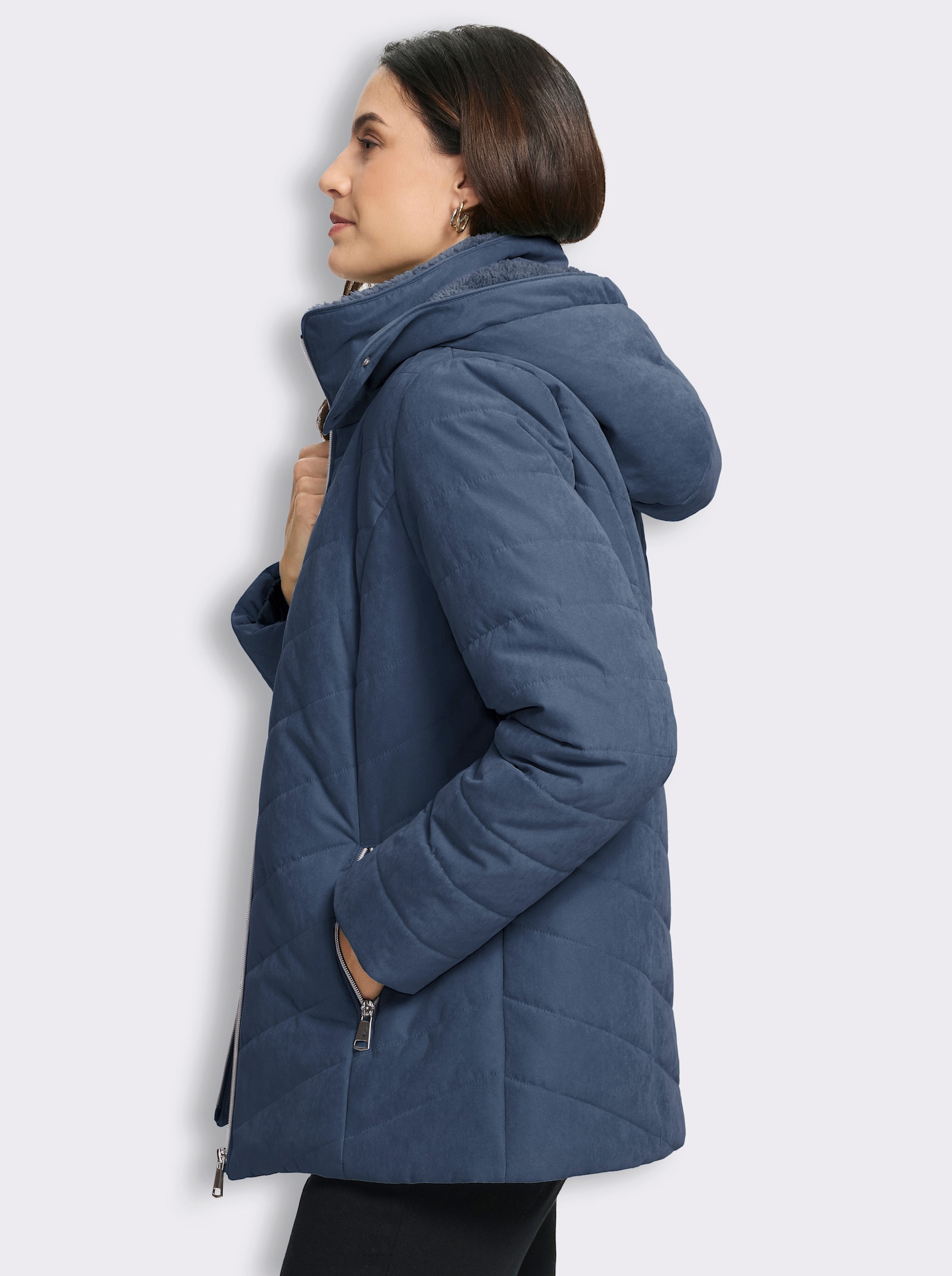  Steppjacke mit Teddyfleece-Futter - rauchblau