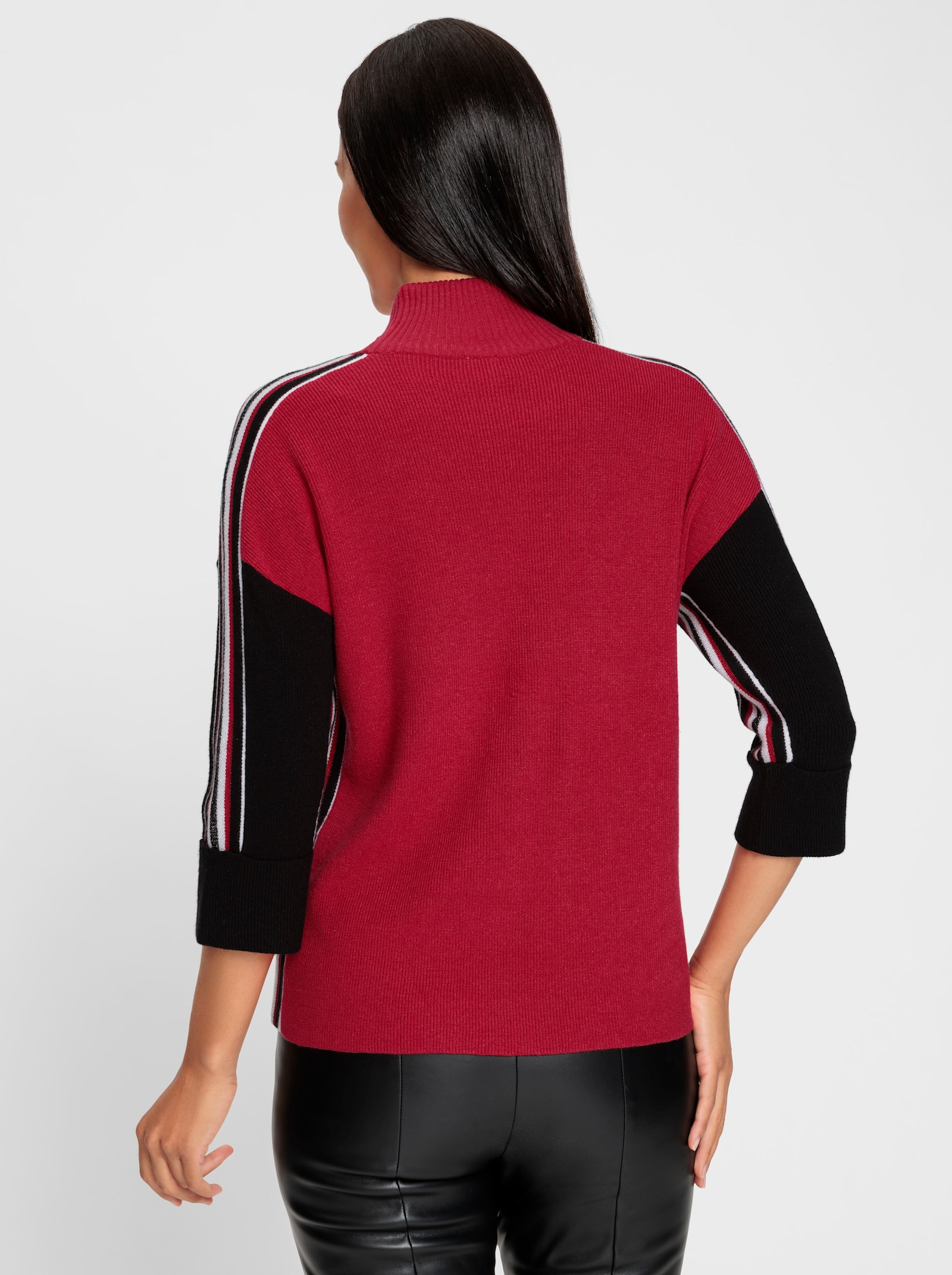 heine 3/4 Arm-Pullover mit Glanzeffekten - erdbeere-schwarz-gemustert