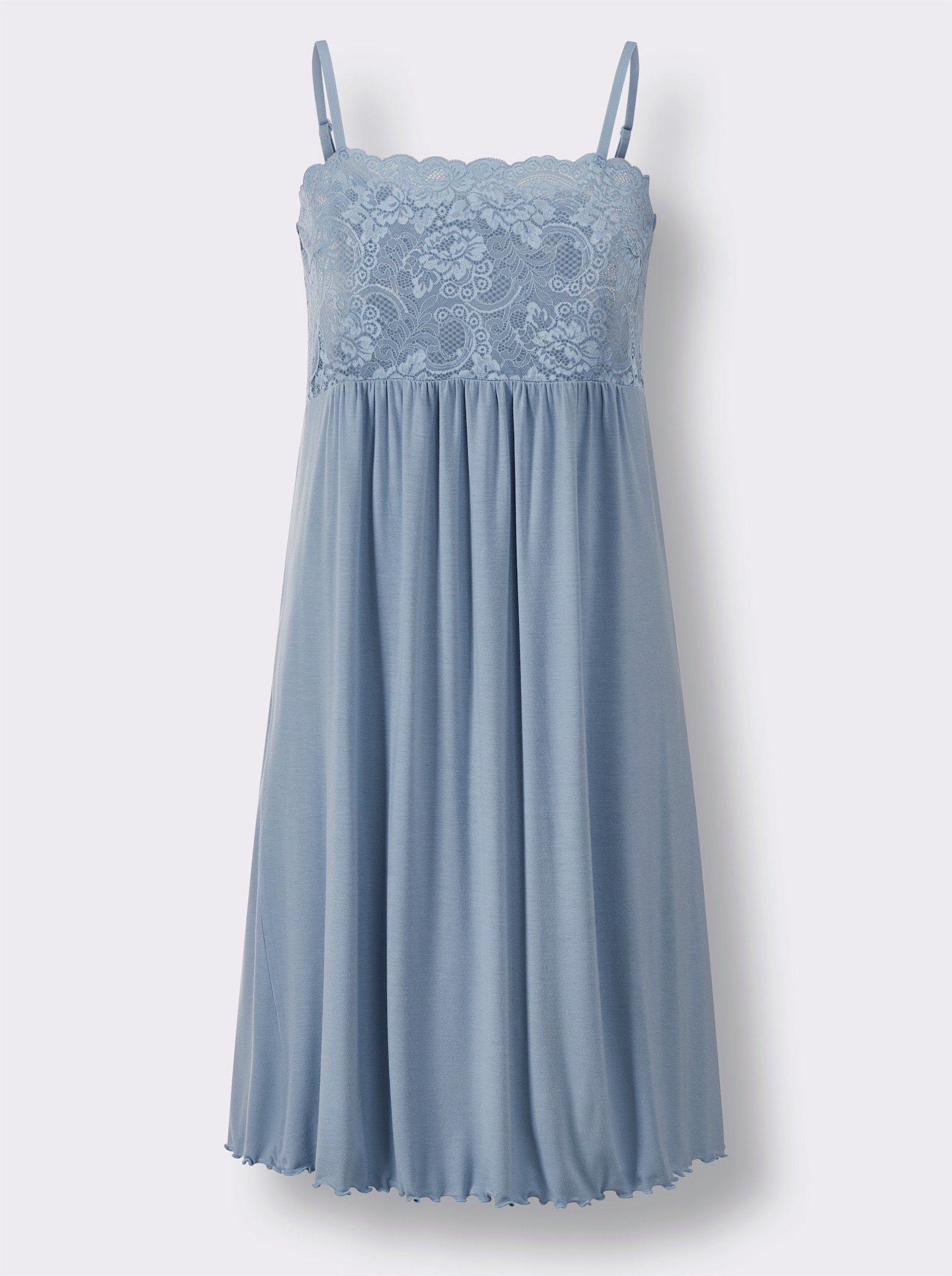 Nachthemd mit Spitzen-Einsatz - bleu