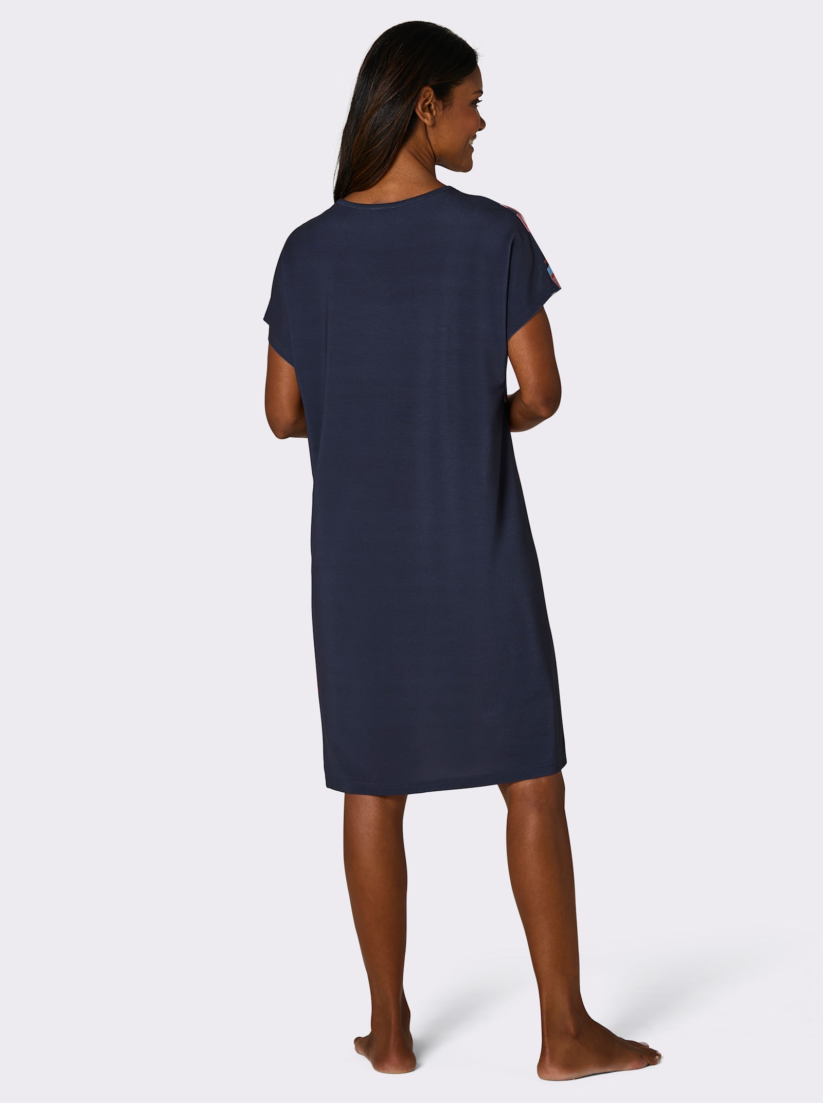 wäschepur Nachthemd - marine/fuchsia bedrukt