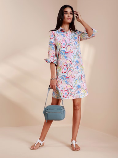 heine Druckkleid mit 3/4-Arm - ecru-hellrosé-bedruckt