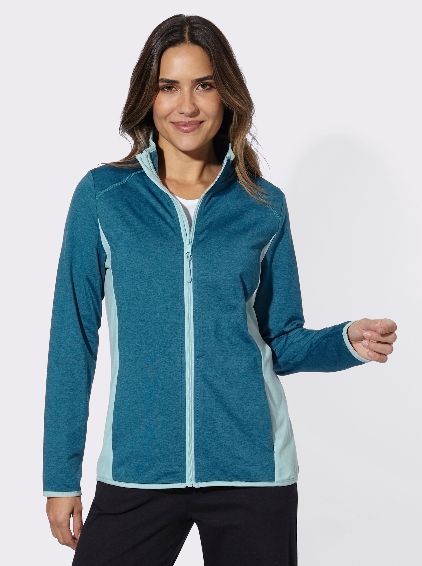 Sportjacke mit kontrastfarbenen Einsätzen - topas-meliert-mint