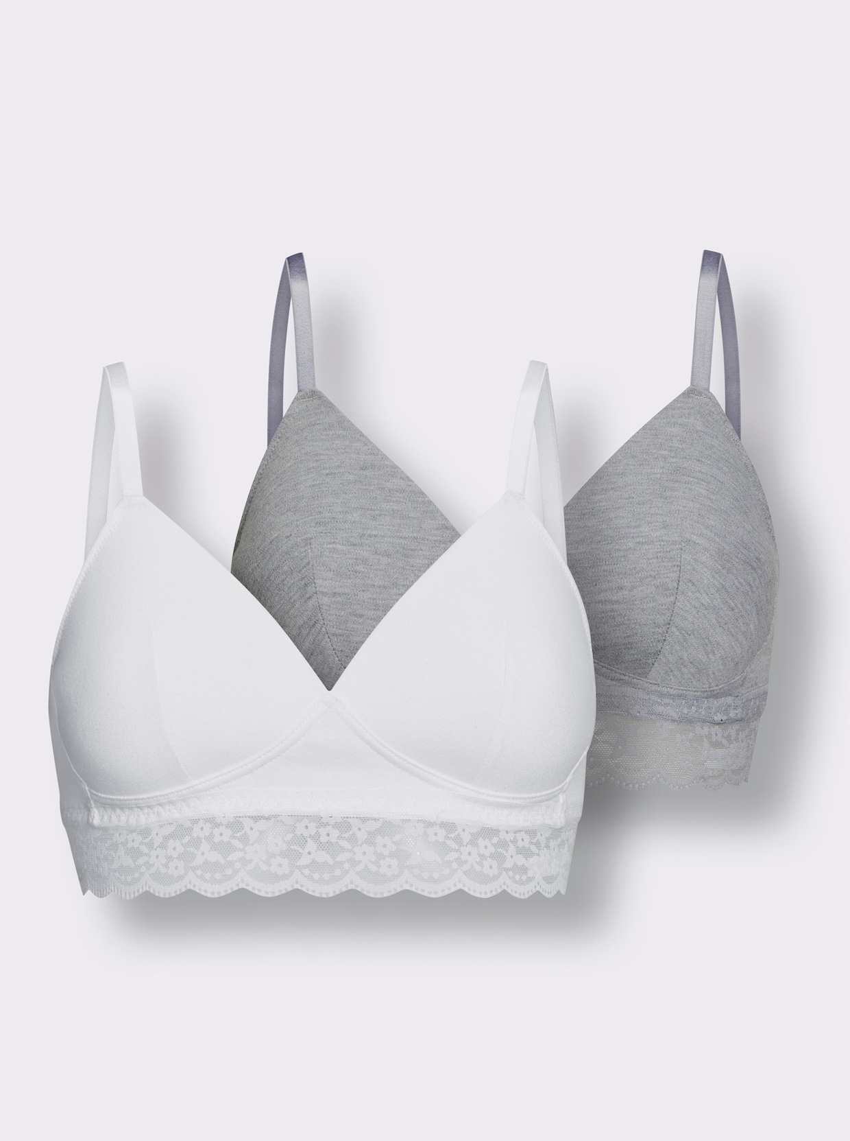 wäschepur Soutien-gorge à coques sans armatures - gris clair chiné + blanc