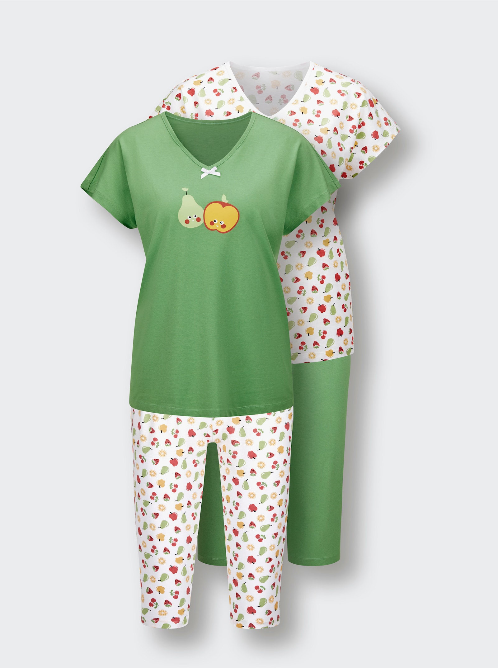 wäschepur Pyjamasar med capribyxa med resårlinning - äpple + vit-med tryck