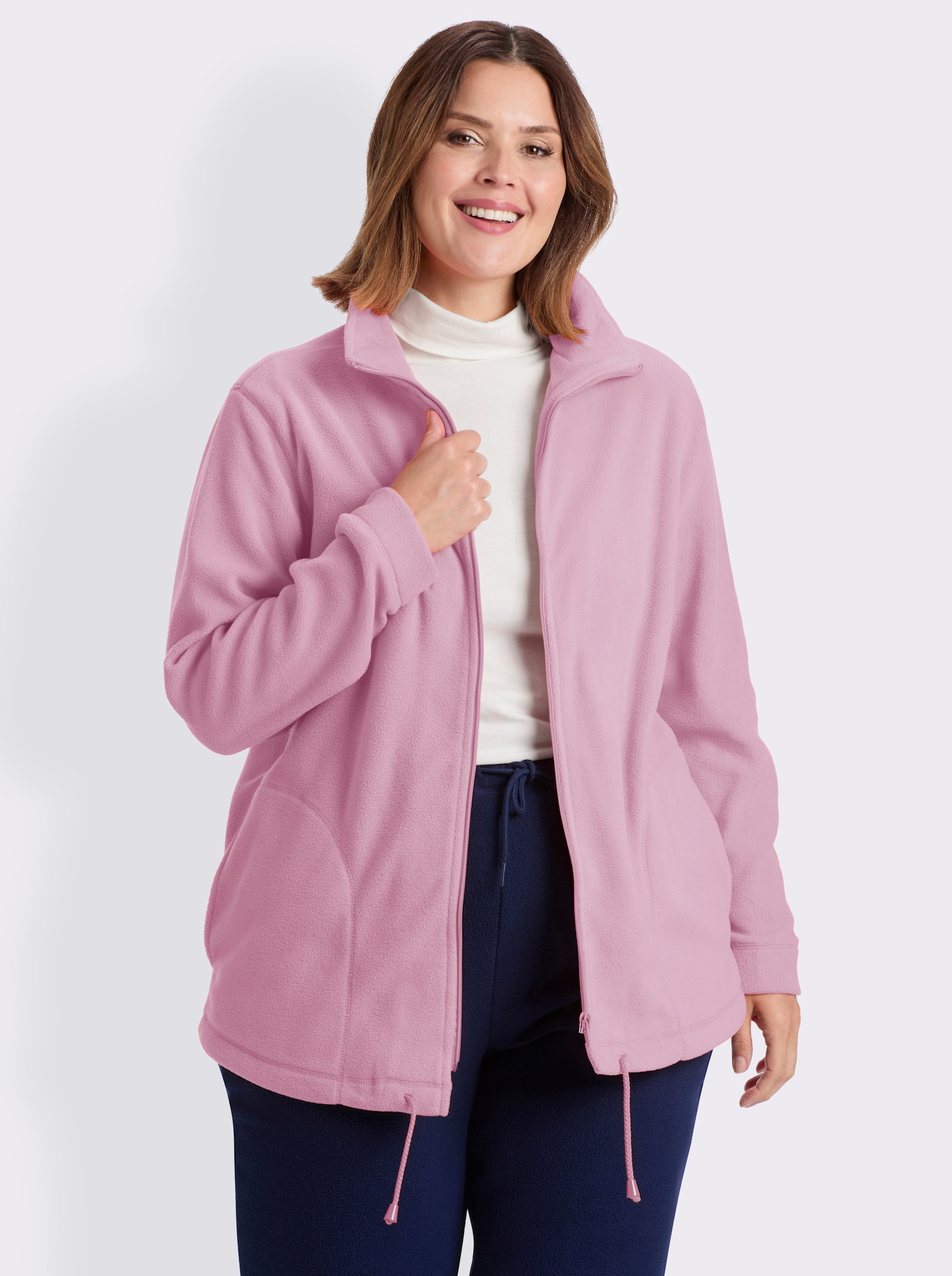 Fleecejacke Kordeldurchzug am Saum - rosé