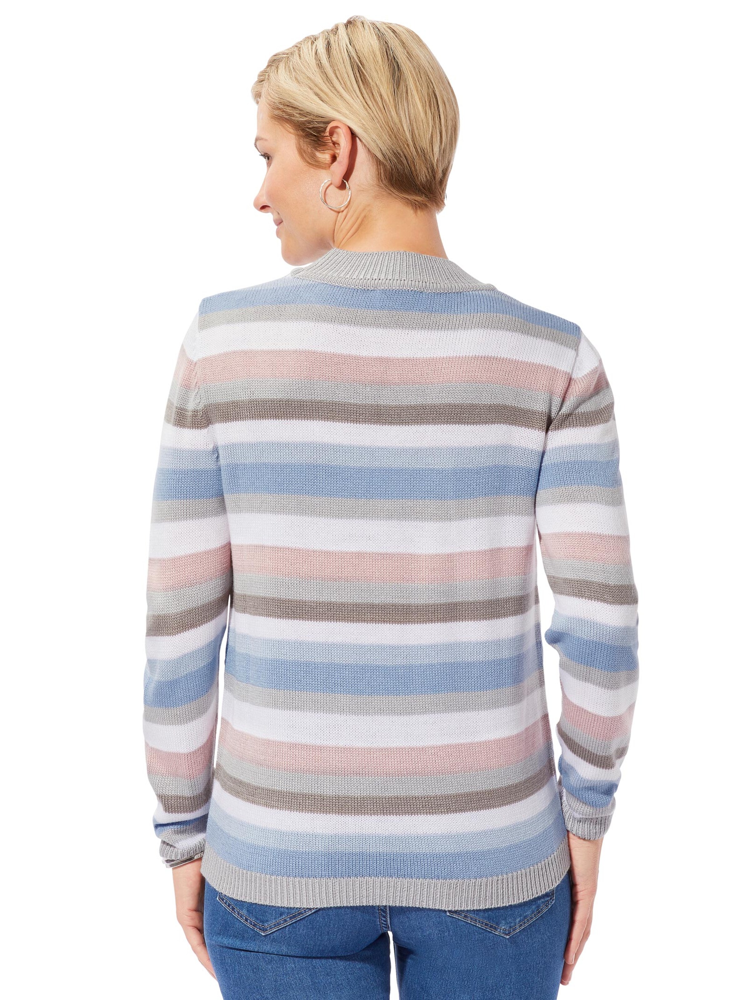 Collection L Pullover - rosé-bleu-geringelt