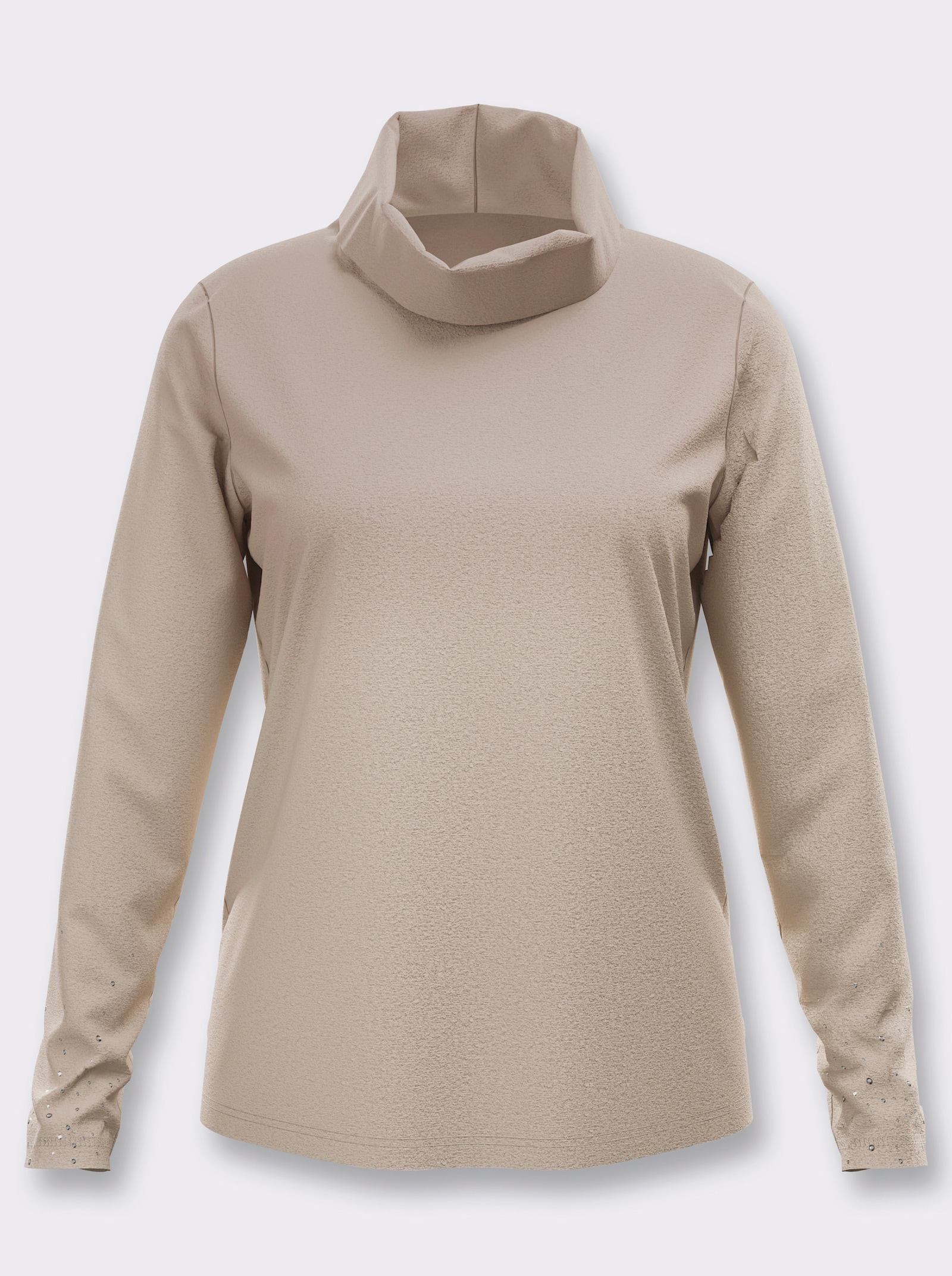 heine Rollkragenshirt mit Glitzersteinchen - sesam