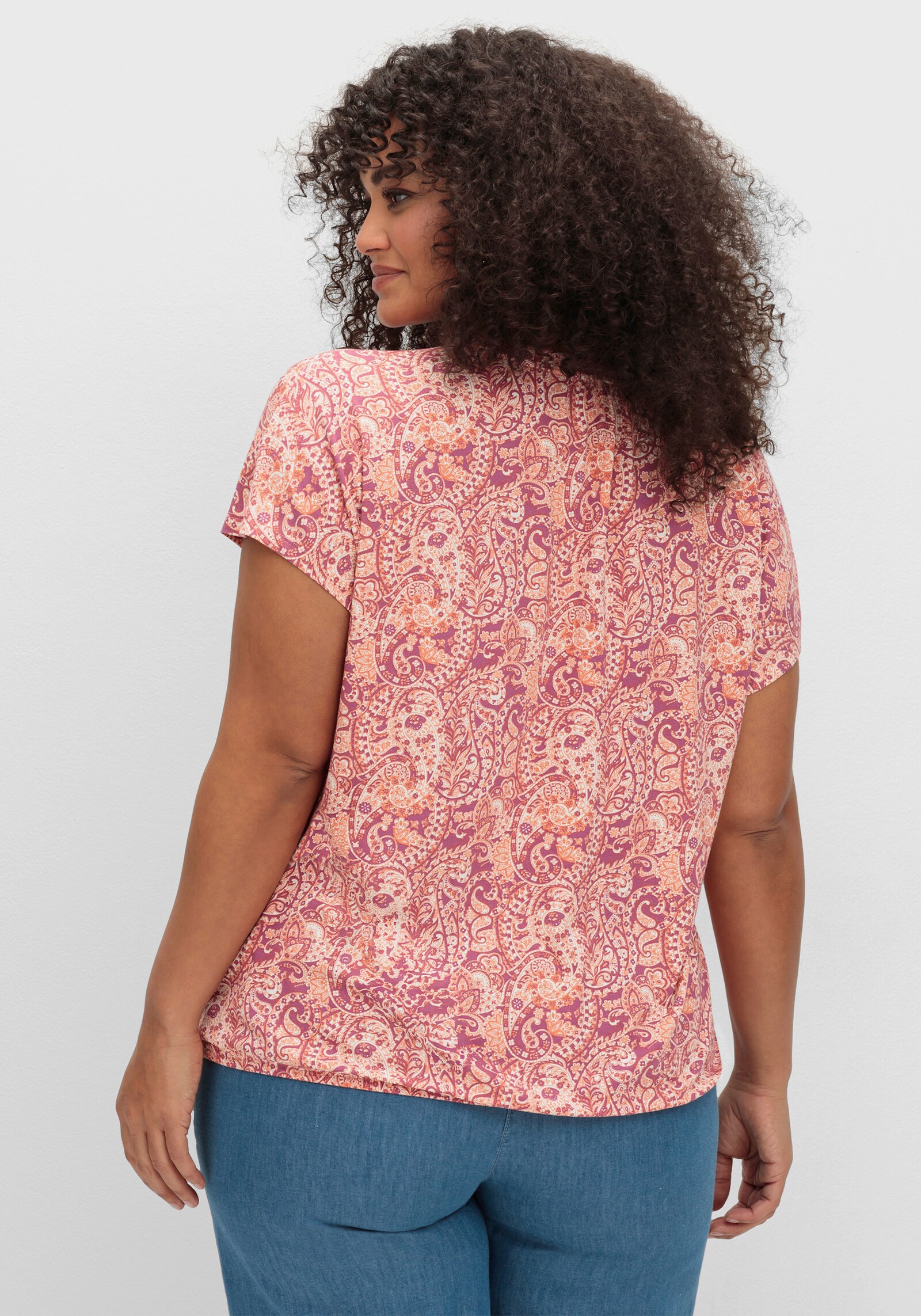 Print-Shirt mit Raffung - erika-papaya-bedruckt